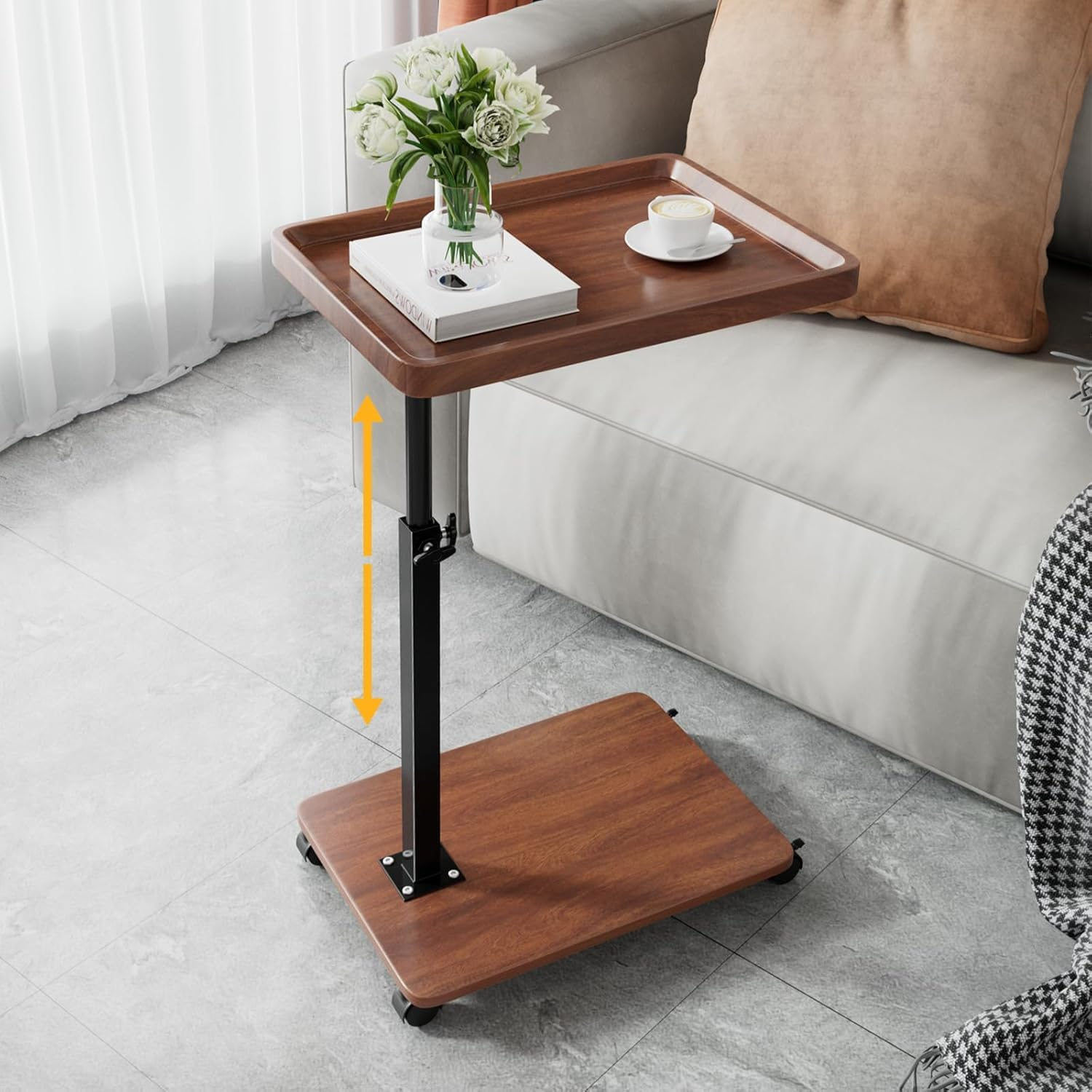 XICEN C Shaped Side Table, Small C Shaped End Table for Sofa and Bed, Couch Side Tables That Slide under (C)