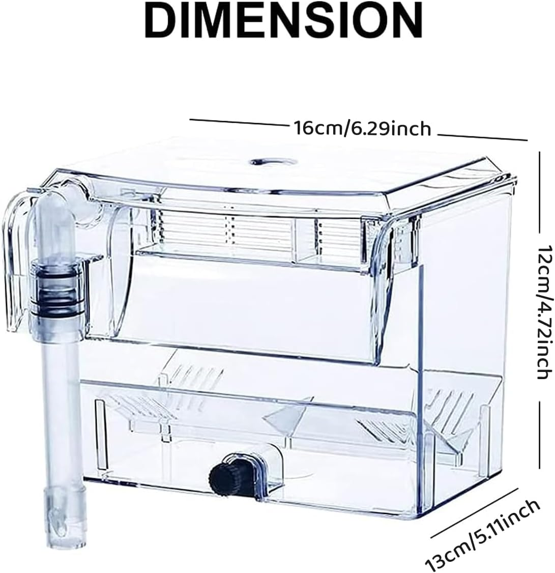 AIMALL External Aquarium Breeding Box &ndash; Transparent Isolation and Hatching Box with Pneumatic Function, Suitable for Guppies and Small Fish, Dimensions 6.3 X 4.72 X 5.12 Inches image number 4