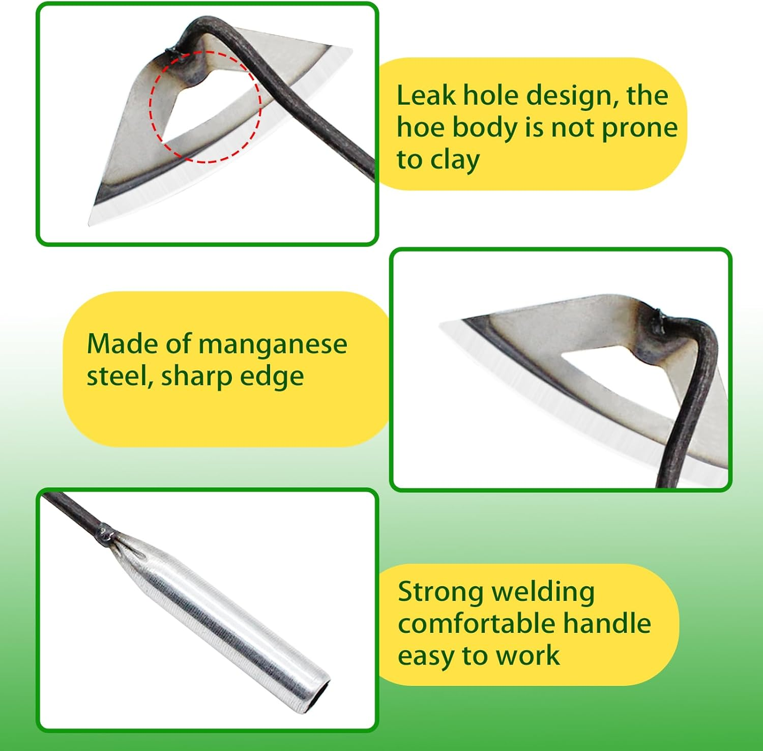 Xvxix Pack of 2 Hollow Hoe Made of Hardened Steel, Garden Hoe for Weeding, Hollow Hoe for Gardening, Garden Hoe Garden Tool, Garden Hoe for Weeding in the Garden, Loosening image number 1