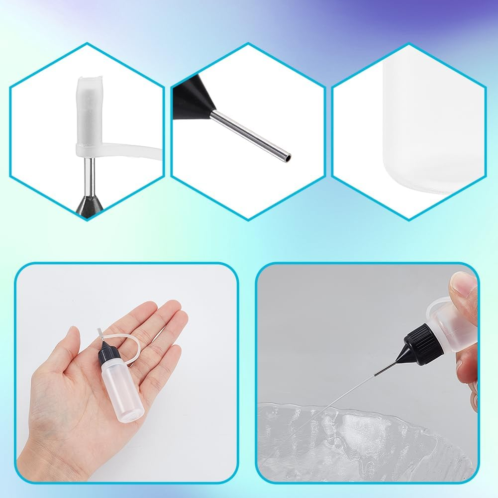 AHANDMAKER Pack of 100 Mini Needles Precision Tip Applicator 10 Ml/0. 34 Oz Glue Tips Applicator Bottles Needle Press Plastic Liquid Glue Bottle for DIY Quilling Craft