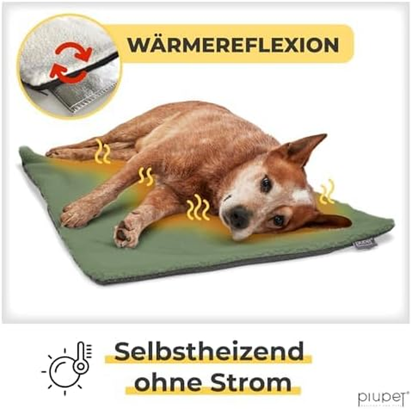 Piupet&reg; Self-Heating Blanket for Cats and Dogs, Size: 90 X 60 Cm, Innovative & Environmentally Friendly Heat Mat, Cat Blanket (For Dogs, Green)