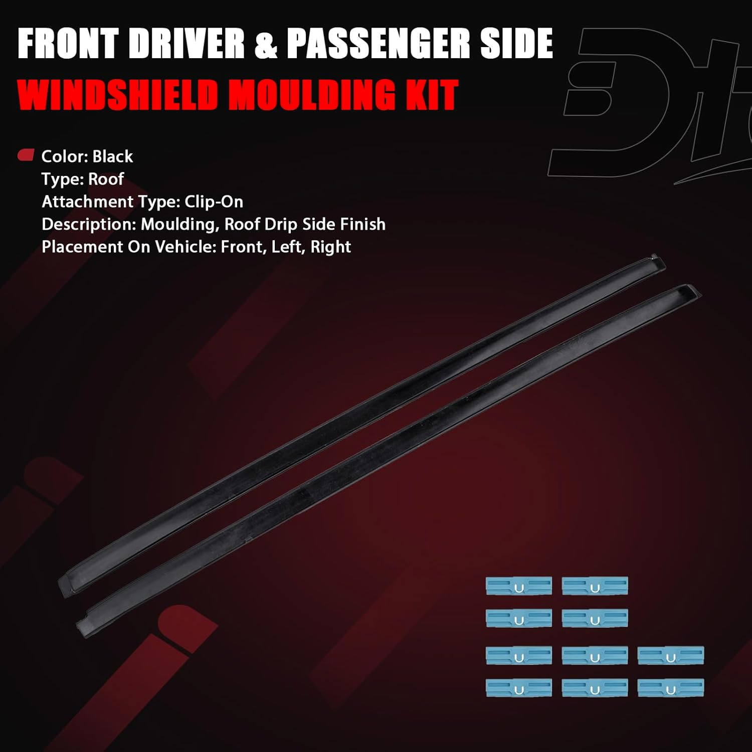 Dtomi Front Driver & Passenger Side Windshield Moulding Kit Automotive Replacement Parts Compatible with Lexus Vehicle GX460 Land Cruiser Prado 2010-2022 Replace# 75536-60010 75535-60020 75545-53011