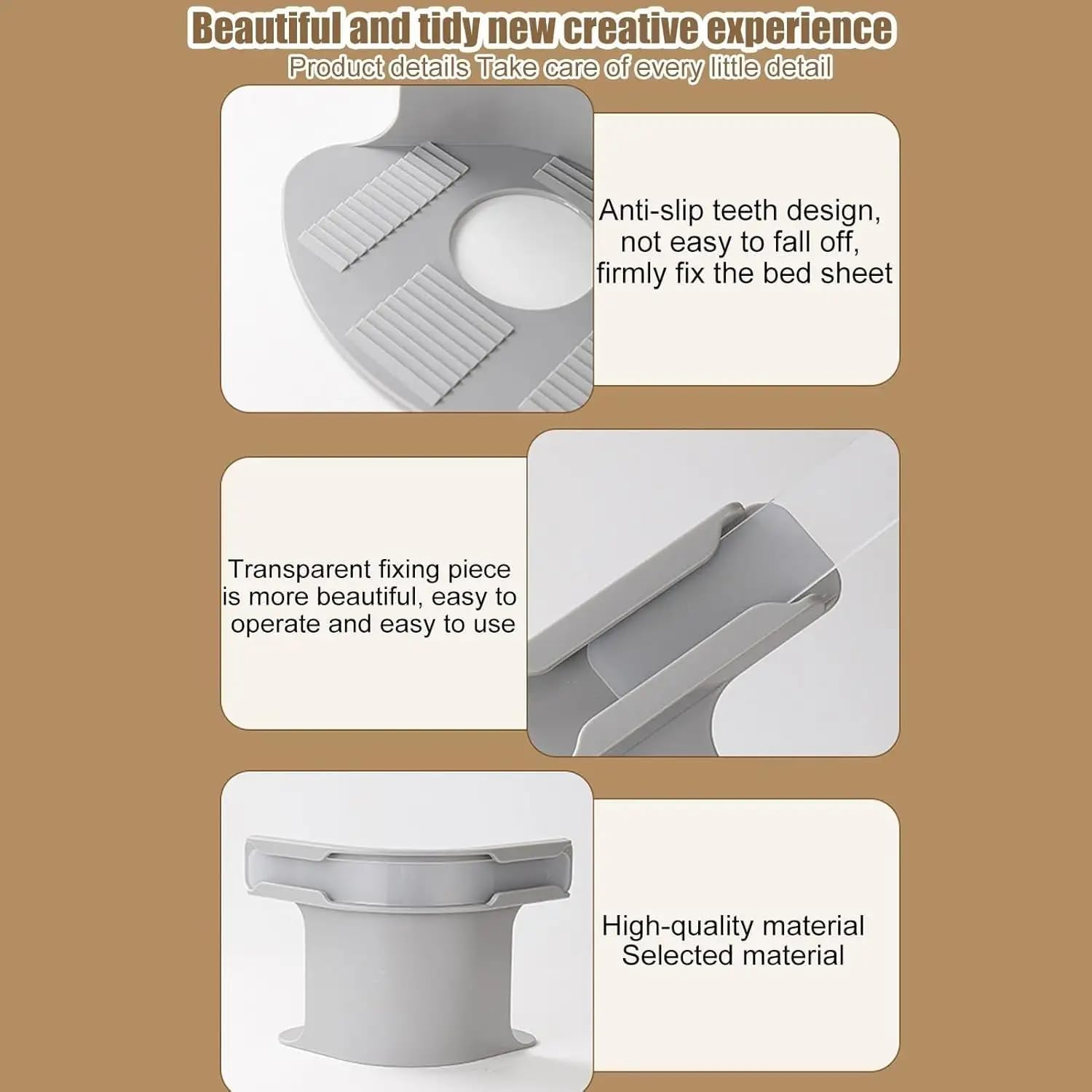 Bed Sheet Holders with Clips &ndash; Adjustable Elastic Straps for Corners | Limited Stock &ndash; Wrinkle-Free Bedding Grippers image number 6