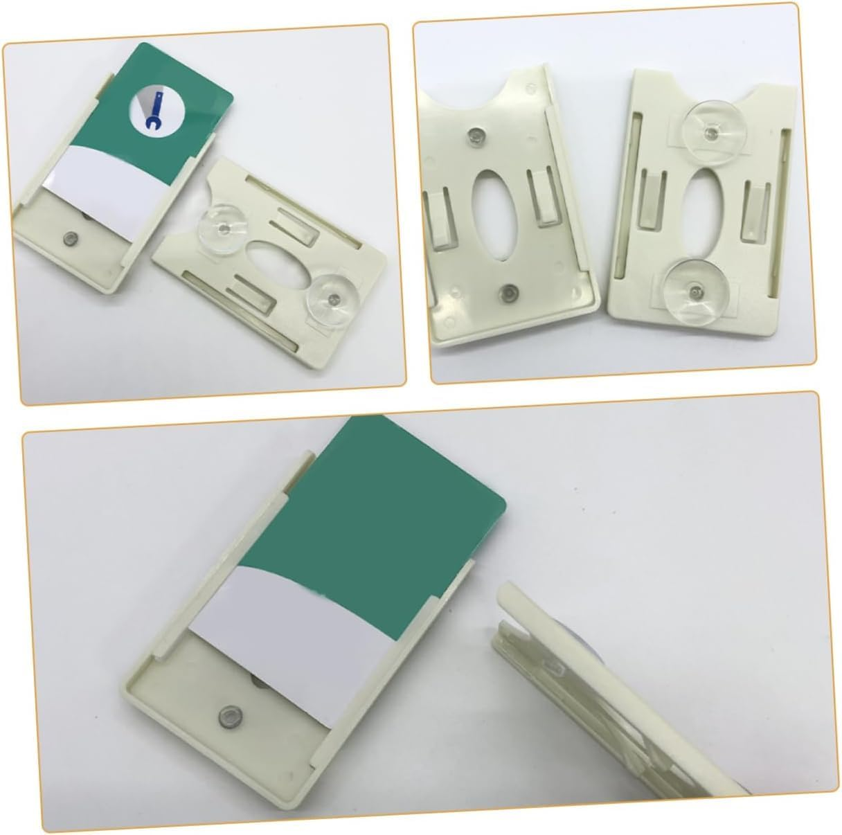 2PCS Suction Cup Card Holder Card Sleeves Card Holder Window Parking Permit Card Holder Card Organizer Engine Card Holder Beige Plastic image number 6