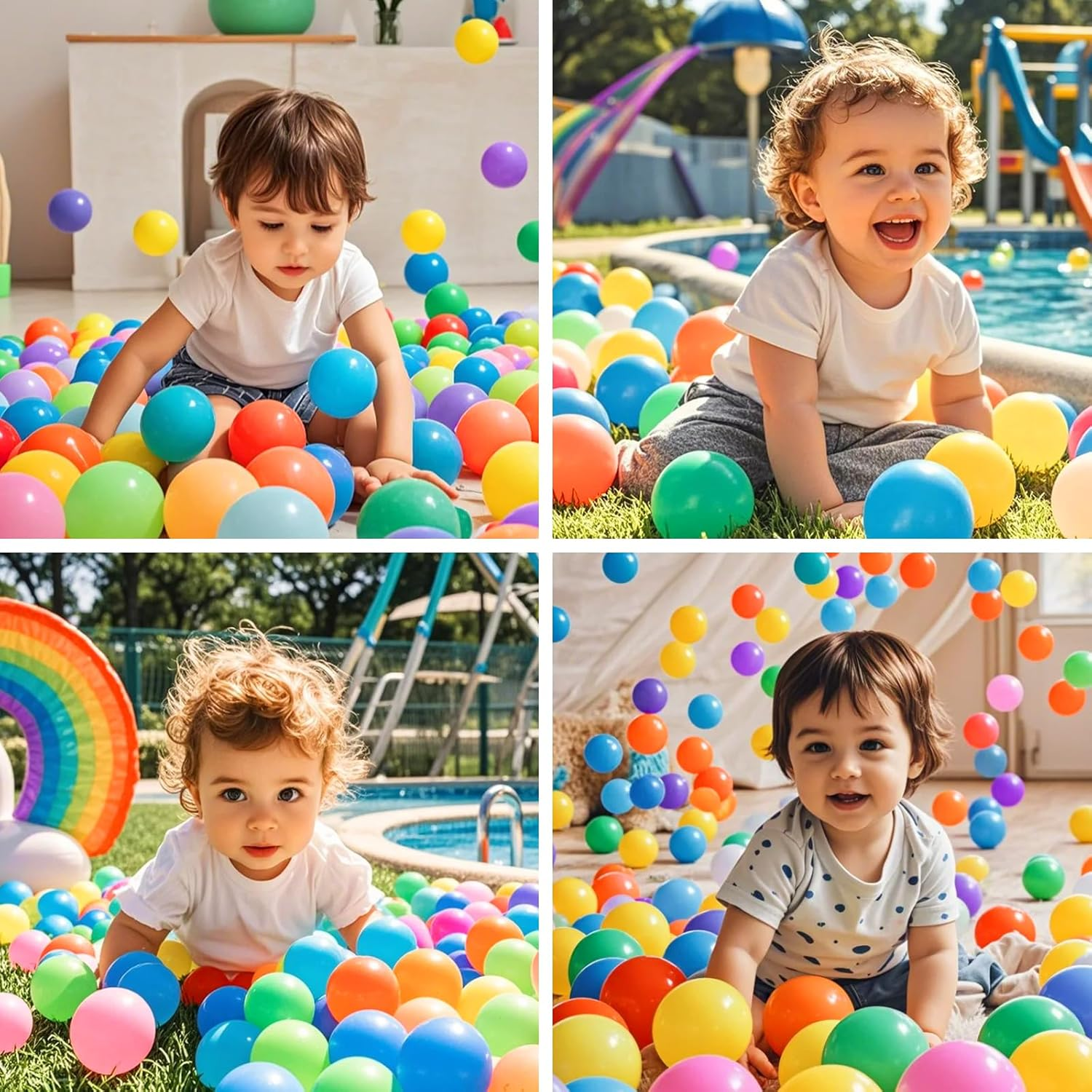 Playmaty Colorful Ball Pit Balls -2.16Inches Phthalate Free BPA Free Plastic Ocean Balls for Kids Swim Pit Fun Toys 100 Pieces for Toddlers and Baby Playhouse Play Tent Playpen Pool image number 4