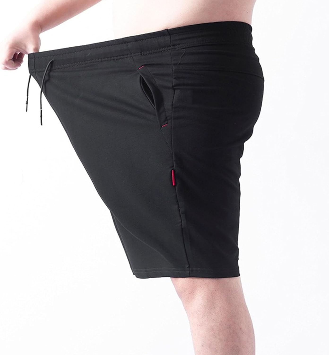 Gsywaipei Men'S Solid Cozy Cotton Sweat Shorts Joggers Elastic Waist Sports Shorts Pockets Running Training Jogging Short, Black 2, 4X-Large image number 2