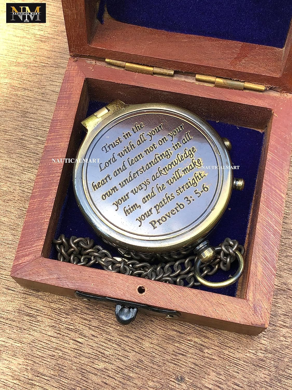 Trust in the Lord Engraved Compass, Proverbs 3: 5-16 Graduation Gift, Compass with Stamped Leather Case, Camping Compass, Boating Compass, Confirmation Gift Ideas, Religious Gifts, Missionary Gifts image number 2