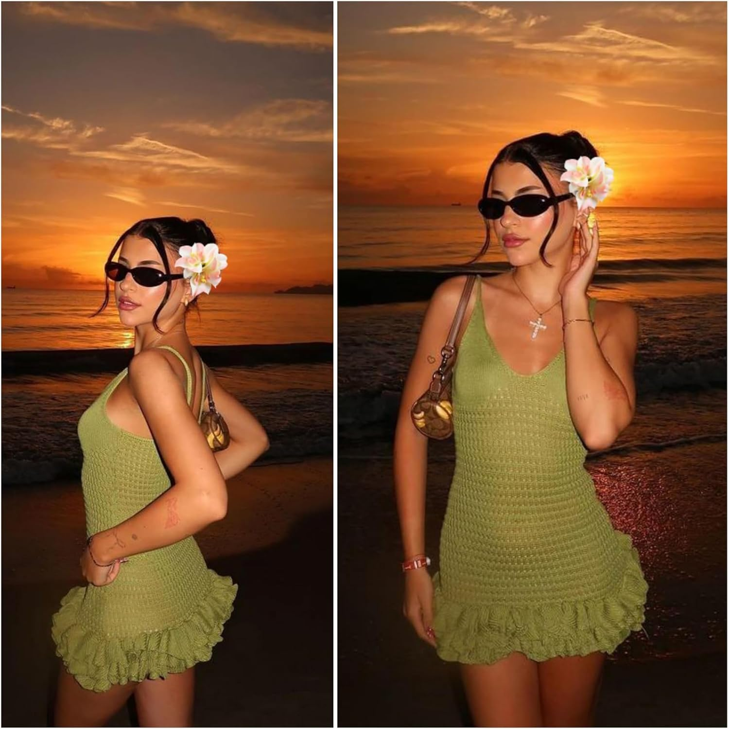 Charmburst Pack of 4 Hawaiian Flower Hair Clips, Artificial Tropical Hair Clips, Hibiscus Comb Clips, Beach Holiday, Party, Boho Hair Accessories image number 6