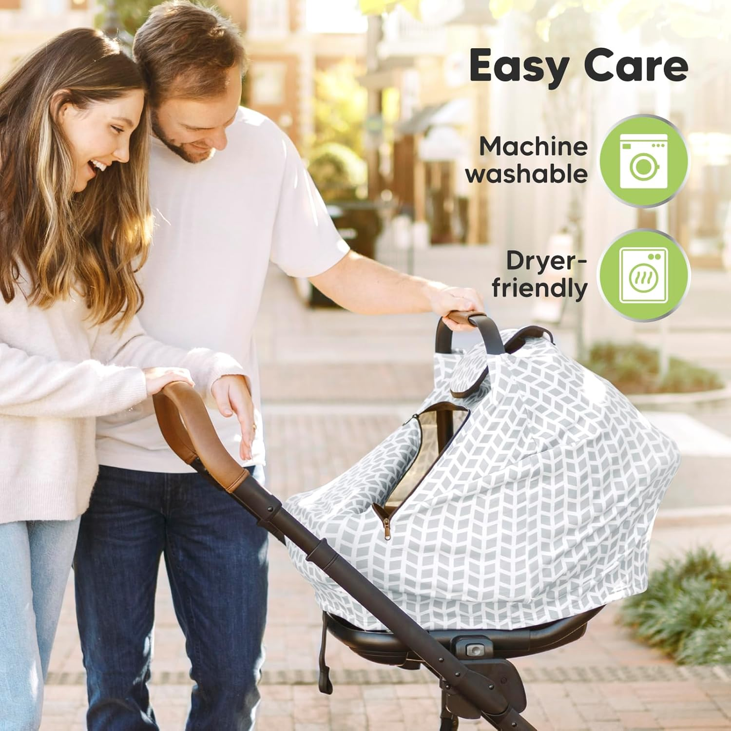 Car Seat Cover for Babies - Breathable Baby Car Seat Canopy for Spring, Autumn, Winter, Universal Stretch Fit Carseat Covers for Babies, Boys, Girls, Multi-Use Nursing Cover for Breastfeeding (Kite) - Kite image number 6