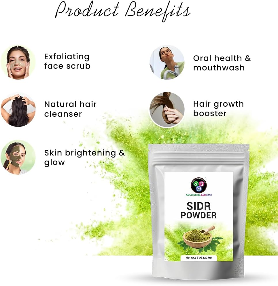 ABC Sidr Powder for Hair and Skin, Handpicked Sidr Leaves Powder 227G (Pack of 1) image number 3