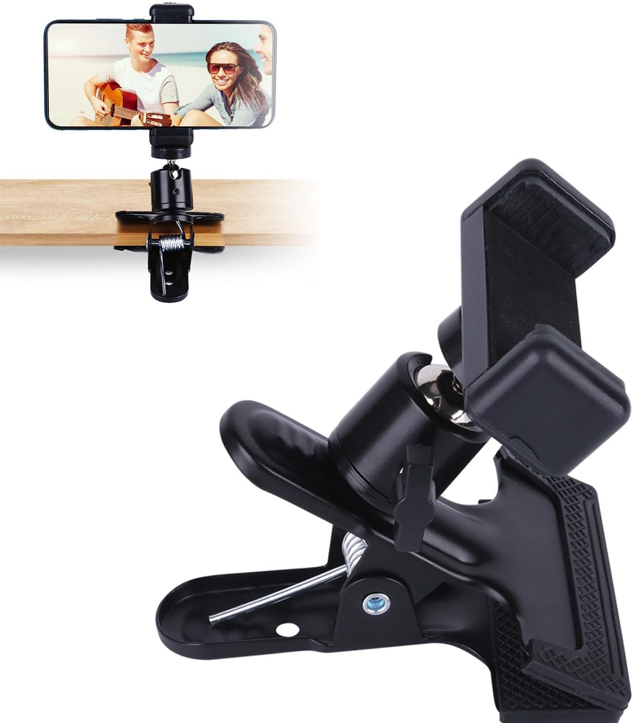 Clamp Holder Clamp Tripod with 1/4 Inch Ball Head, Camera Holder, 360 Degree Camera Flash Holder, Metal Tripod Clamp, Clamp Tripod Flash Rail Mounting Adapter, Clamp Tripod Flash Rail with Mobile