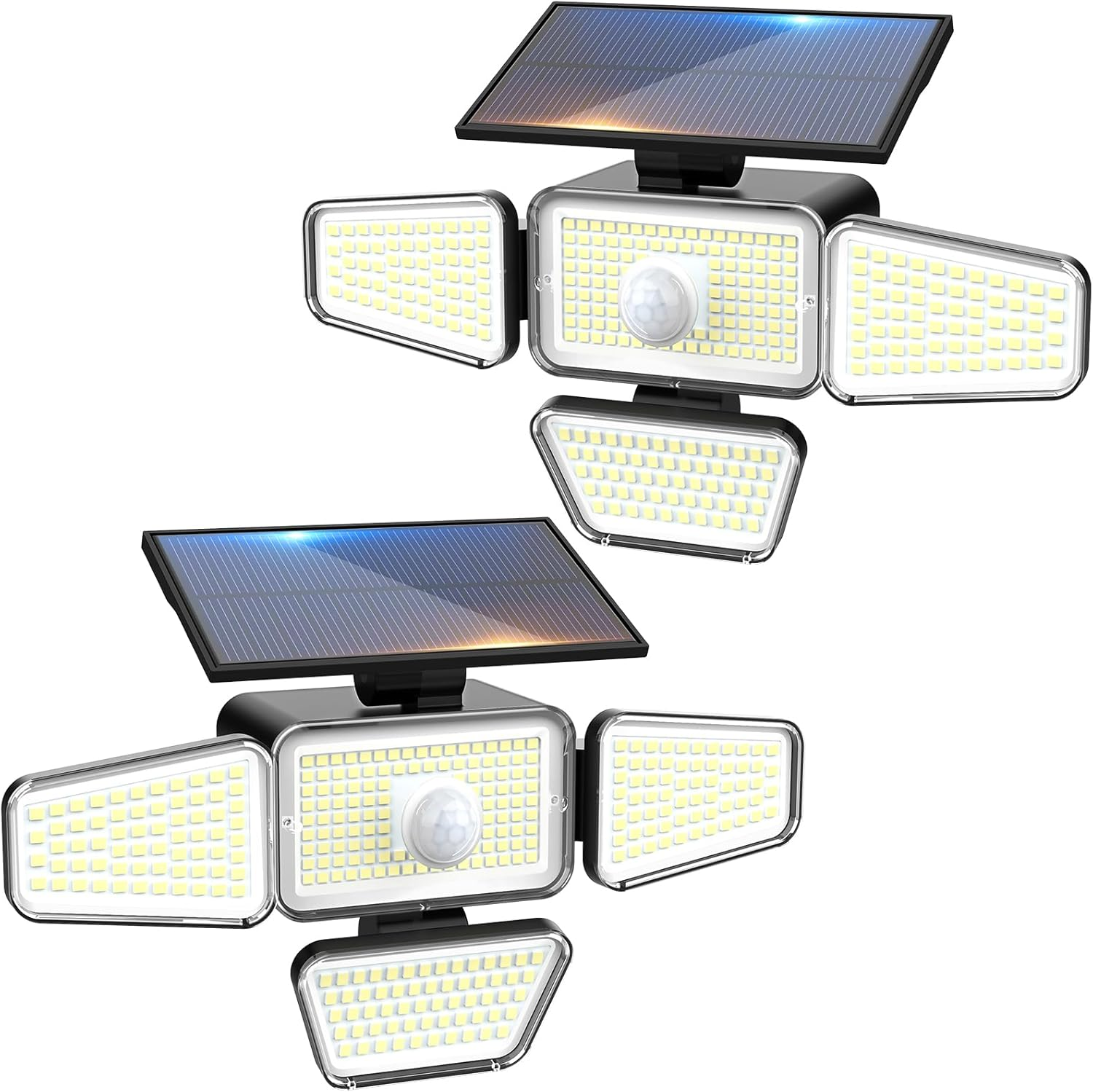 Peasur Pack of 4 Solar Lights for Outdoor Use with Motion Sensor, 318 LED Solar Lights Outdoor, IP65 Waterproof Solar Outdoor Light for Garden, Balcony, Garage, Fence