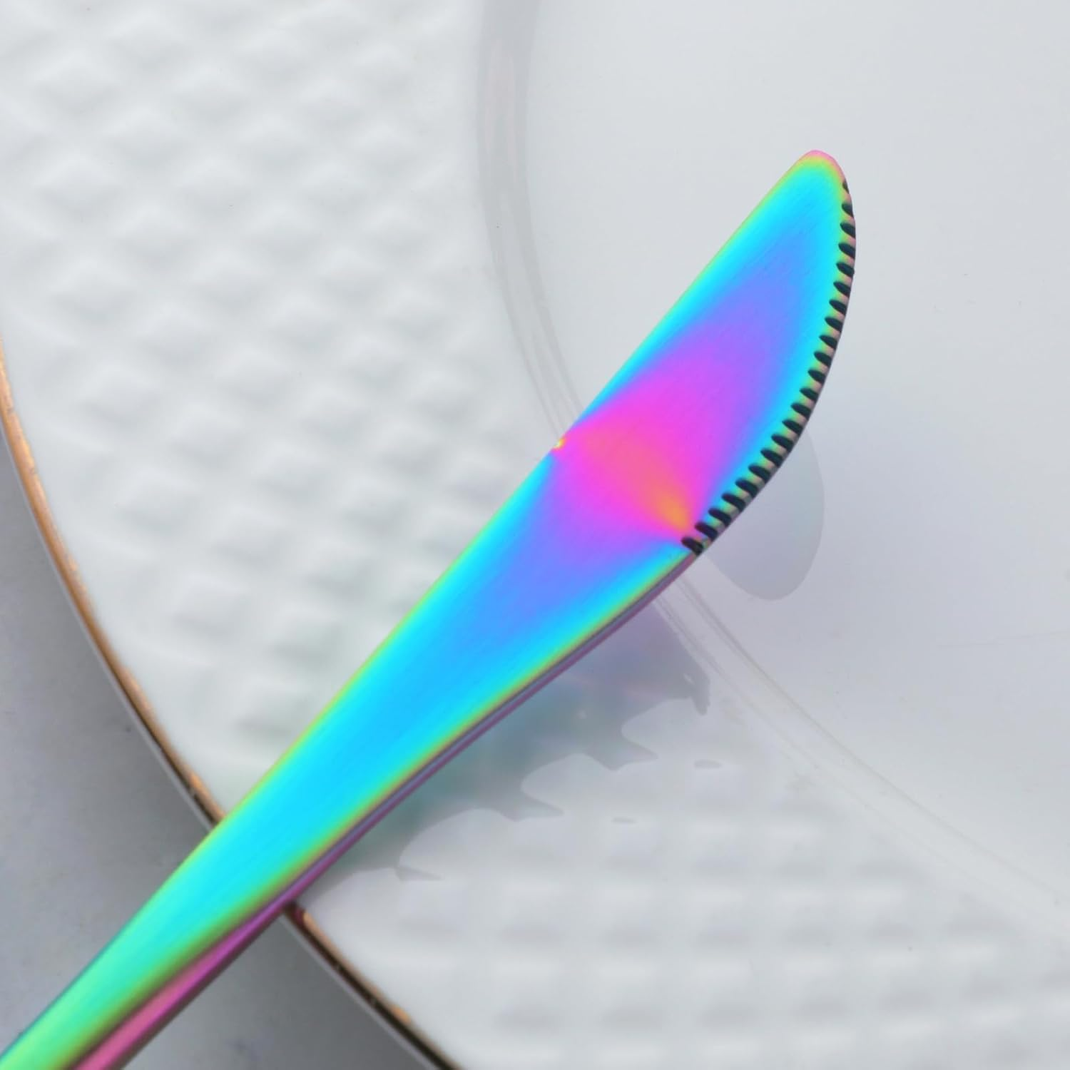 16 Piece Silverware Set, Stainless Steel Flatware Set Service for 4, Tableware Cutlery Set Including Knives Forks Spoons, Mirror Polishing, Dishwasher Safe (Rainbow)