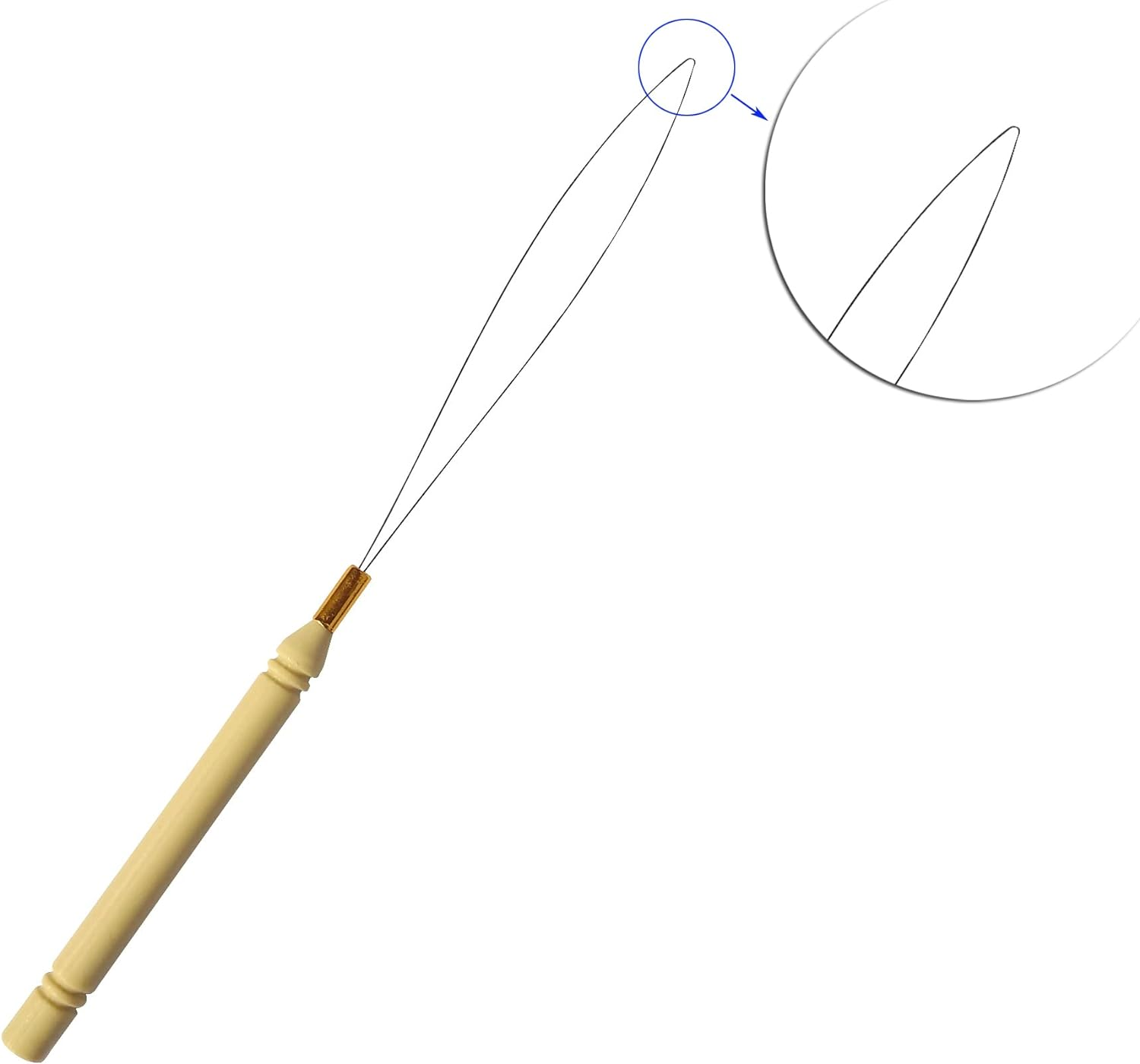 10 Pcs Micro Rings Hair Extension Loop Needle Threader Wire Pulling Hook Beading Tool Hair Extensions Bead Device Tool for Hair or Feather Extensions - Wood Color 10Pcs image number 4