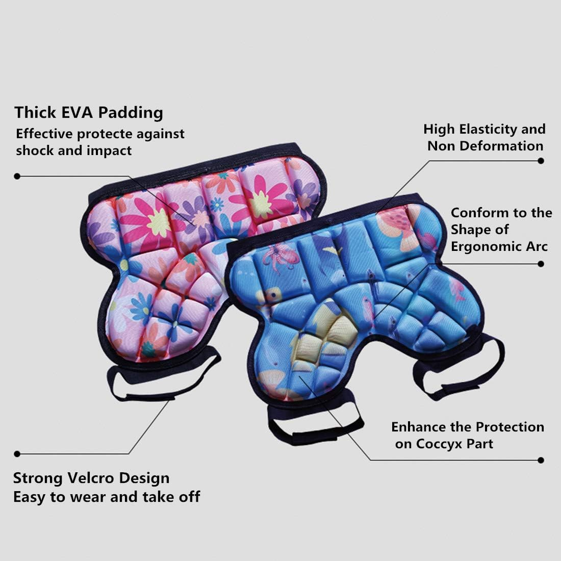 Topeter Kids Butt Hip Protection Shorts Skate Butt Pad Cushion Protective Sports Guard - Blue image number 5