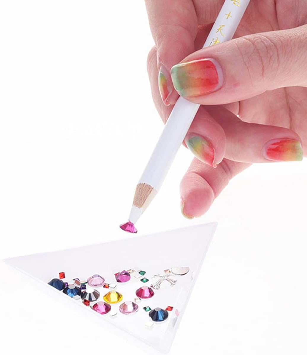 Mobestech 12Pcs White Nail Dotting Pen Set with Wax Rhinestones Picker Pencil for Manicure Nail Art Decoration and Gemstone Application Tool image number 3