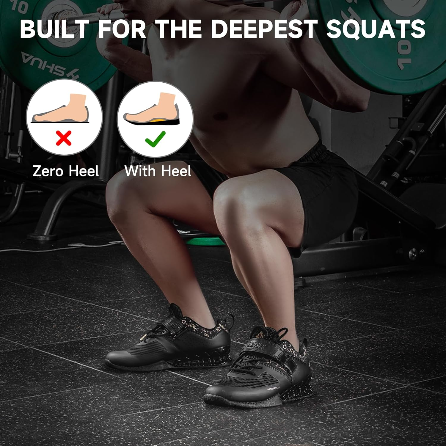 MANUEKLEAR Deadlift Shoes, Strong Anti-Slip Lifting for Men, Professional Training Weightlifting for Men and Women, Squat for Powerlifting with Rubber Non-Slip Sole image number 2