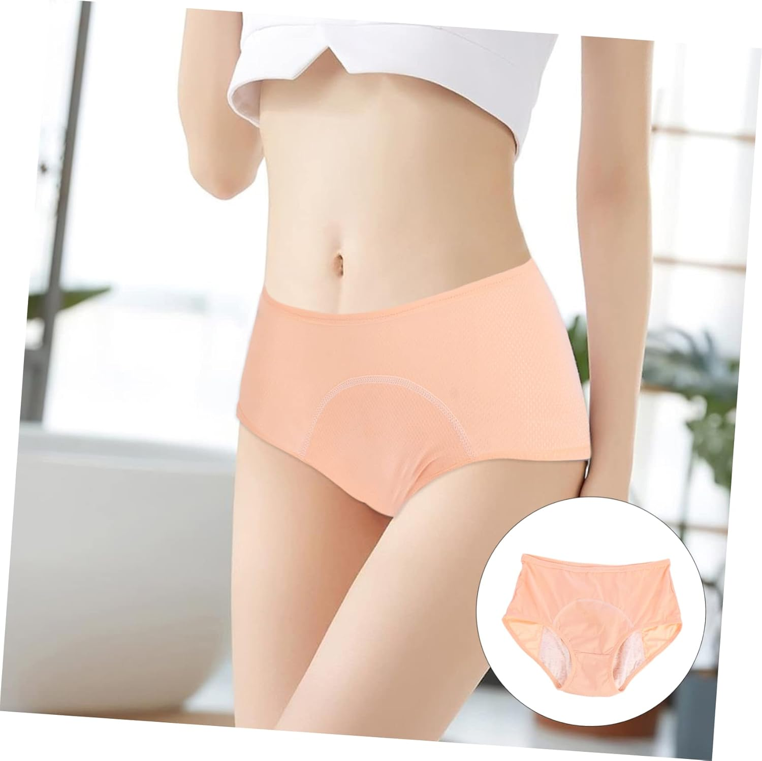 Yardenfun Nylon Fabric Women Menstruation Pants Menstrual Underpants Menstruation Pants Beige Menstrual Briefs for Female