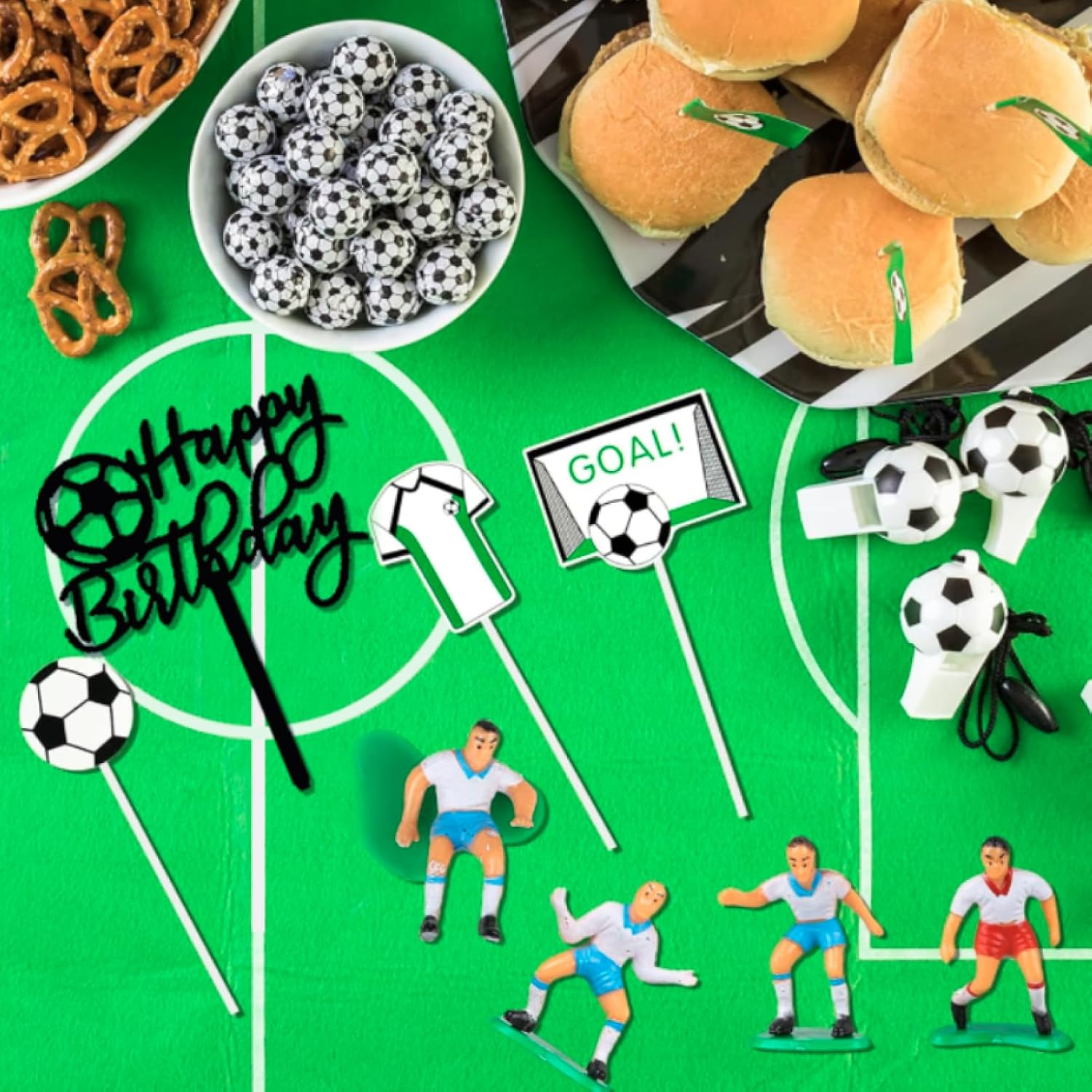 14 PCS Soccer Cake Topper Decorations 2.3 Inch Soccer Ball Models, Happy Birthday Cake Topper Set for Soccer Party Decorations and Football Theme Cake Decorations for Boys and Men&rsquo;S Birthday Parties