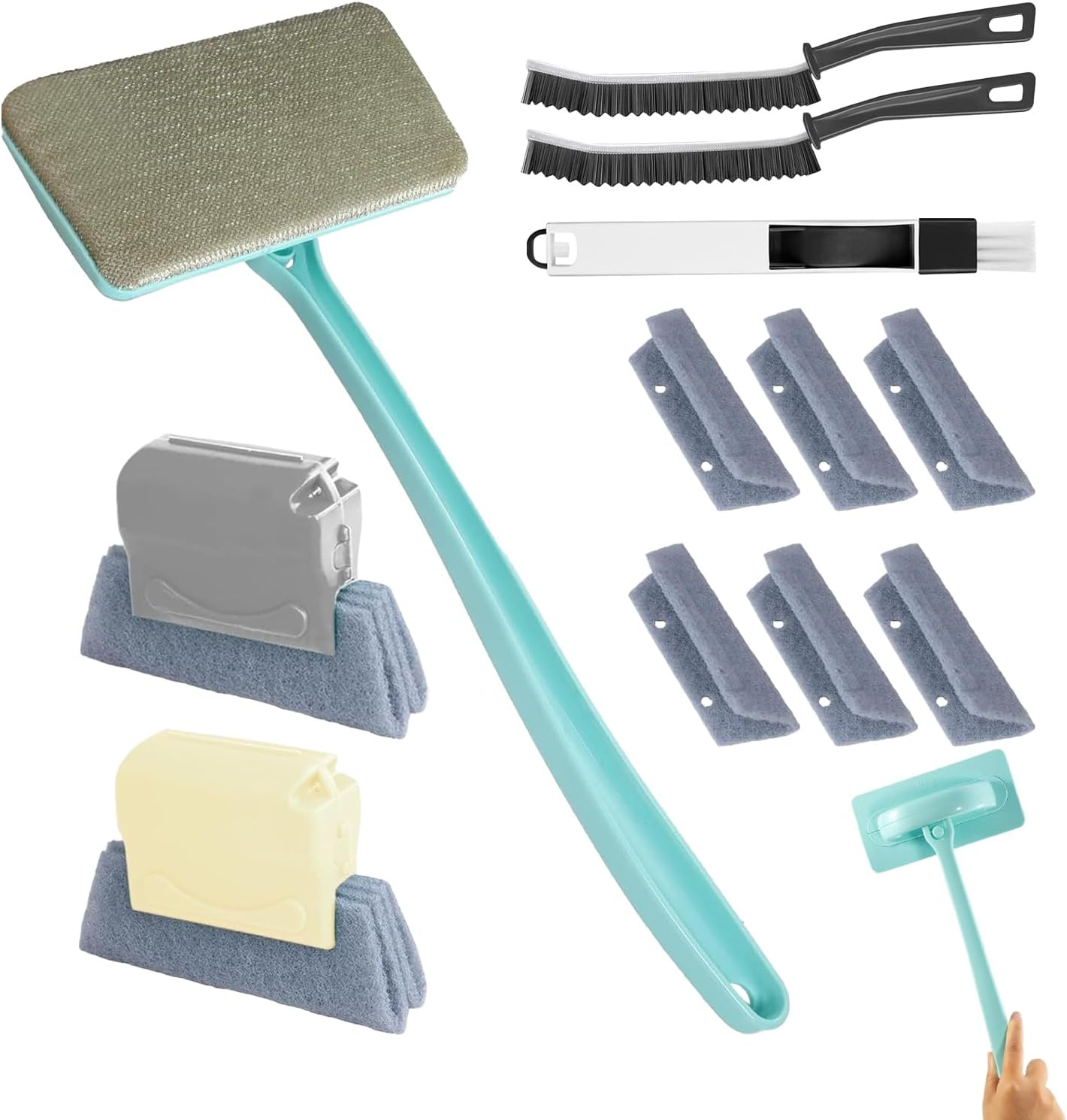 Sliding Door Track Cleaner - Window Screen Cleaner Brush - Professional Detachable Long Handle Scraper for Car Grout Vent Kitchen Fridge Bath Ceiling Glass Sink Oven image number 5