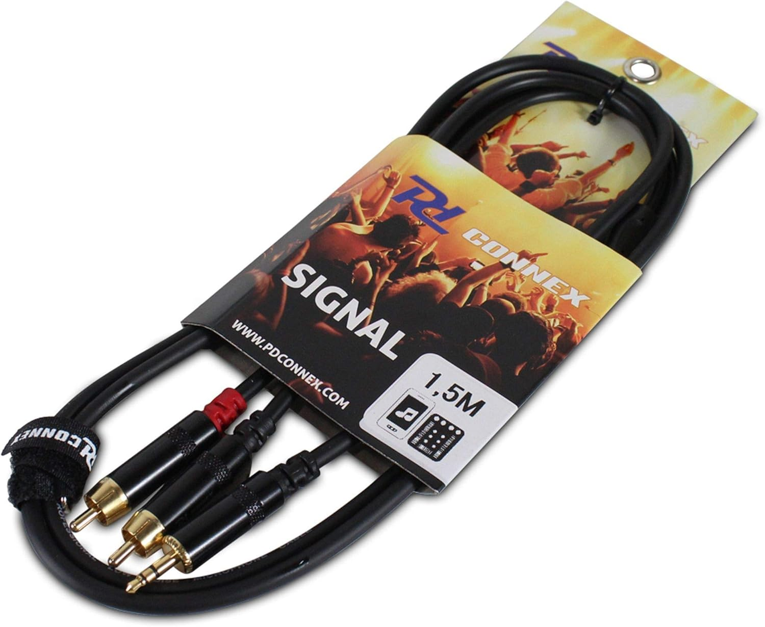 Power Dynamics PD Connex 1.5M 3.5Mm Stereo Jack to 2X RCA Male Cable Audio Lead for Home Hi-Fi, Car Stereo, Speaker Systems - Ideal for Connecting Smartphones, Tablets, Laptops to RCA Inputs image number 3