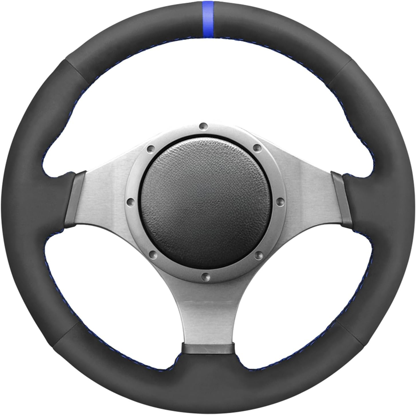 MEWANT Car Steering Wheel Cover for Mitsubishi Lancer Evolution 8 VIII 2003-2004 / Lancer Evolution 9 IX 2005-2006 Customized Hand Stitch Black Suede & Perforated Leather