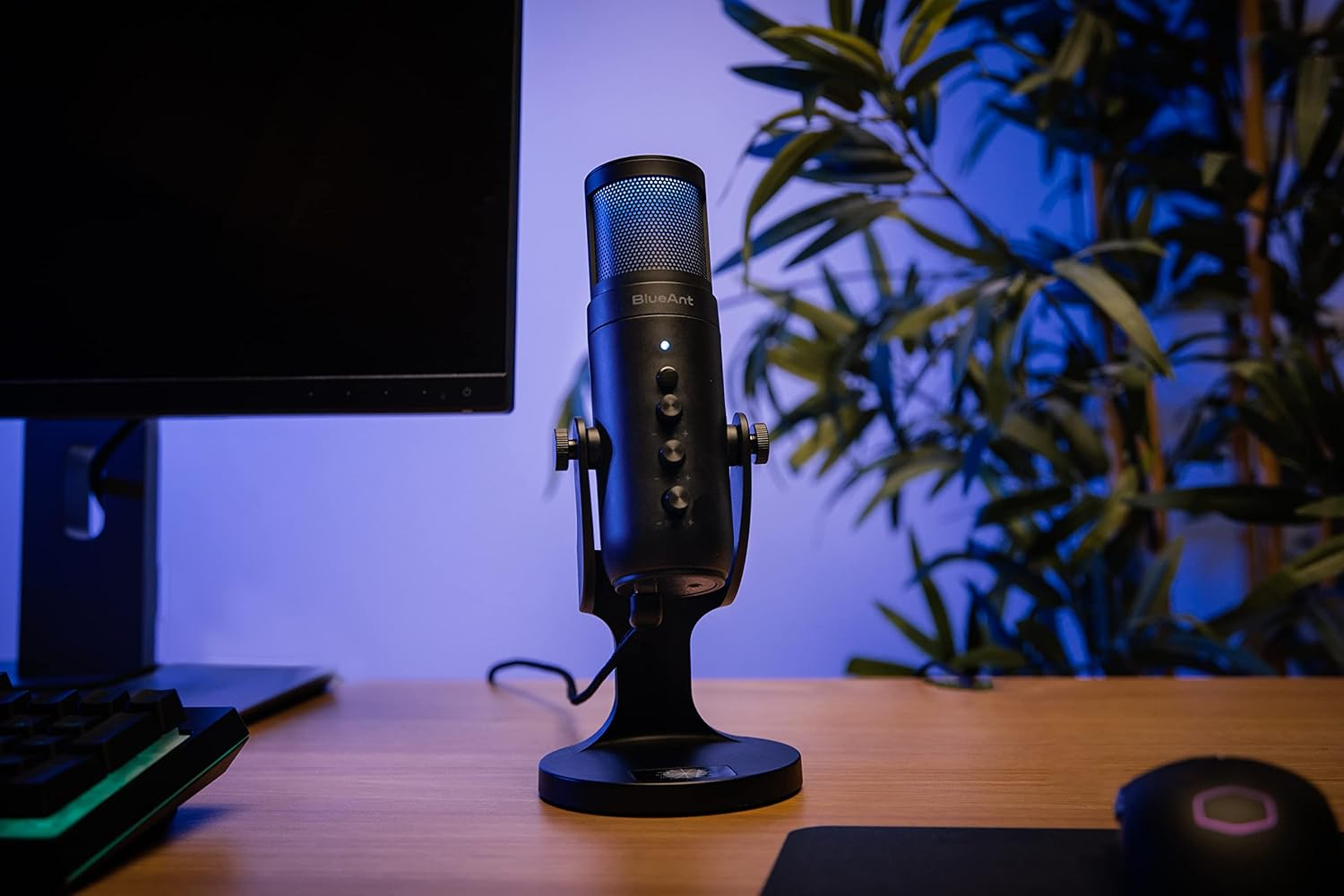 Blueant Stream X USB Microphone, Broadcast Quality Condenser Mic with Real-Time Monitoring, Plug-And-Play USB-C, Adjustable Stand for Streaming, Podcasting, Gaming & Calls, LED Lighting image number 4