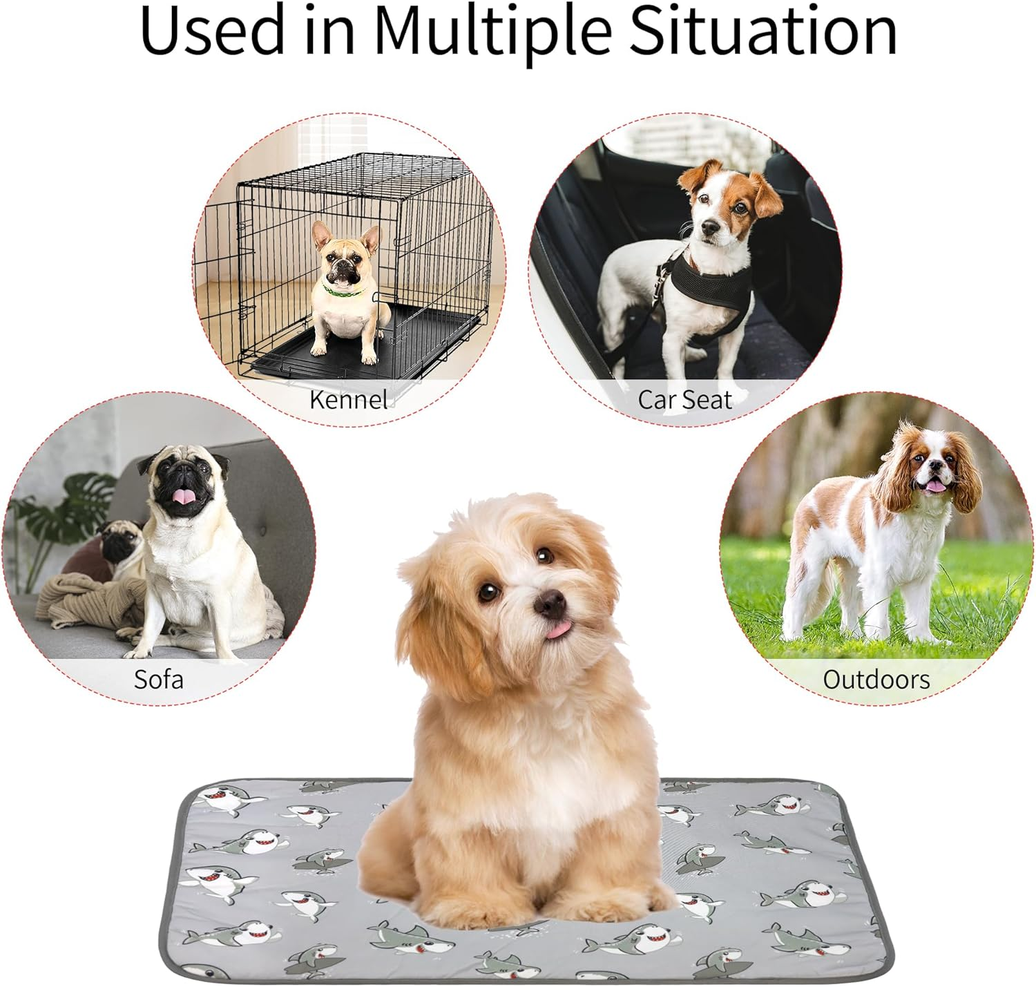 NACOCO Summer Pet Cooling Mat - Cat Dog Cushion Pad Sleeping Cool Shark Comfortable Soft for Pets Kids and Adults (Grey Shark, M) image number 5