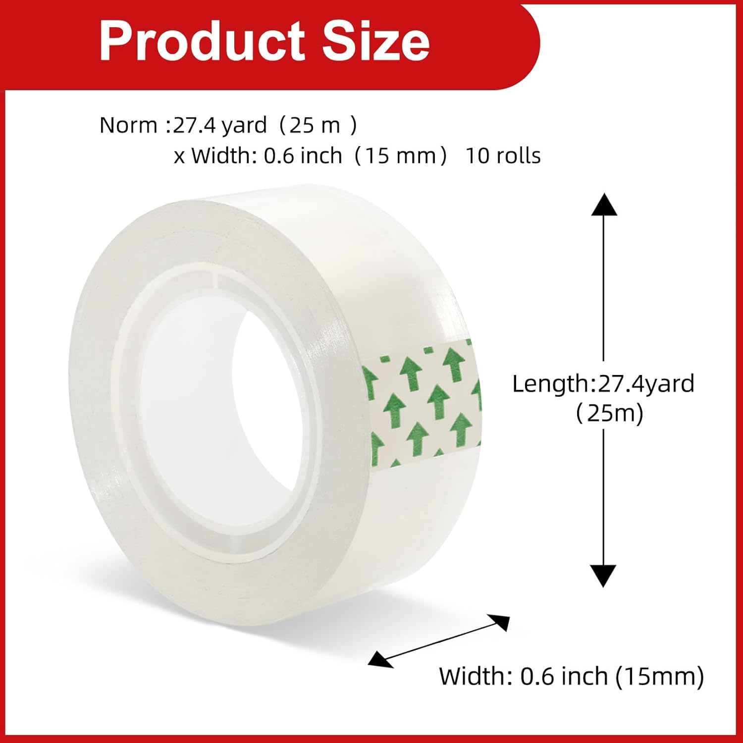WELSTIK Film Transparent - Transparent Adhesive Tape with Strong Adhesion - Non-Ageing and Tear-Resistant, for Home, School and Wrapping Paper - 25 M X 15 Mm - Pack of 10 image number 1