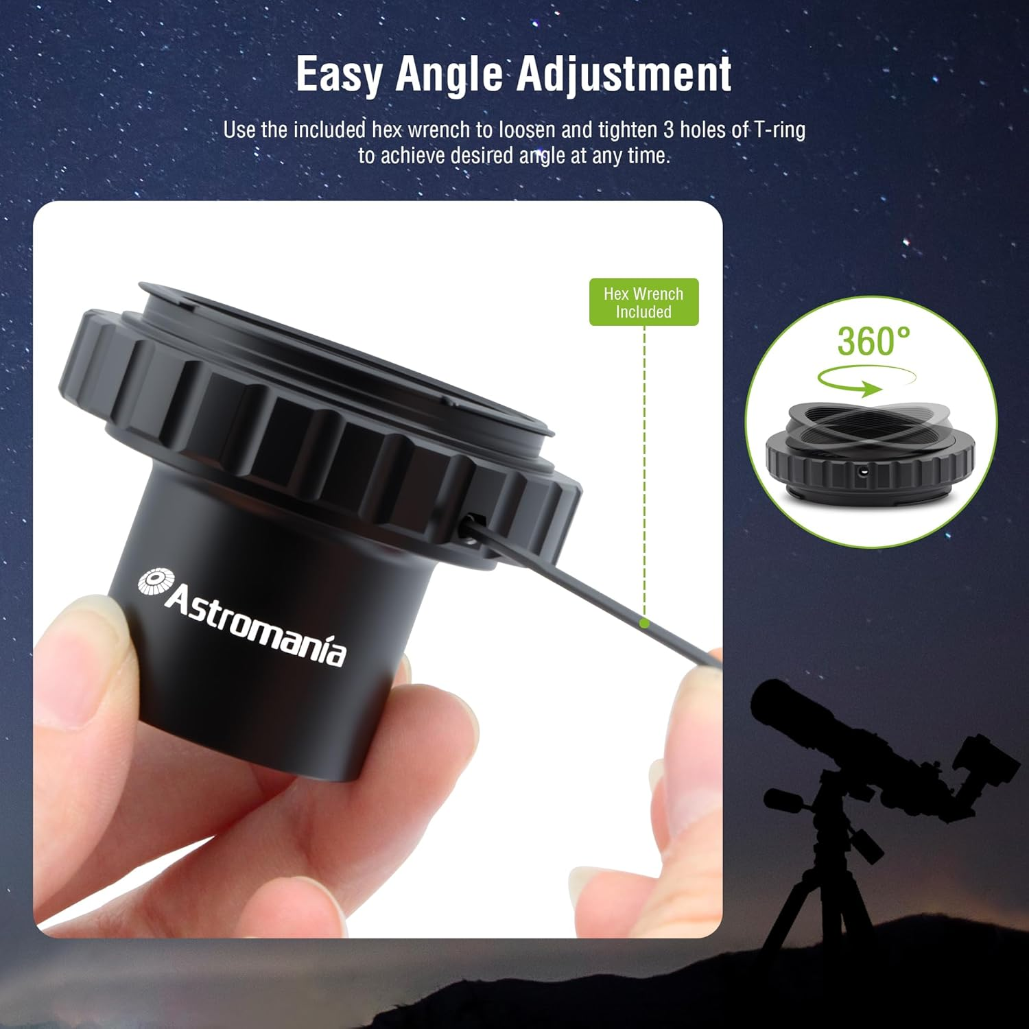 Astromania T-Ring and M42 to 1.25" Telescope Adapter (T-Mount) for Ni Kon SLR/DSLR Cameras