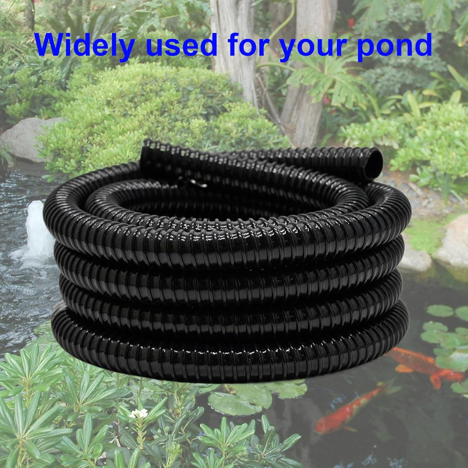 Pamopamo 1 Inch Pond Tubing, 1" ID Corrugated PVC Hose Pipe - 20 Feet Length Flexible Black Aquarium, Pond Waterfall, Garden Pond Pump Drainage Tube image number 6