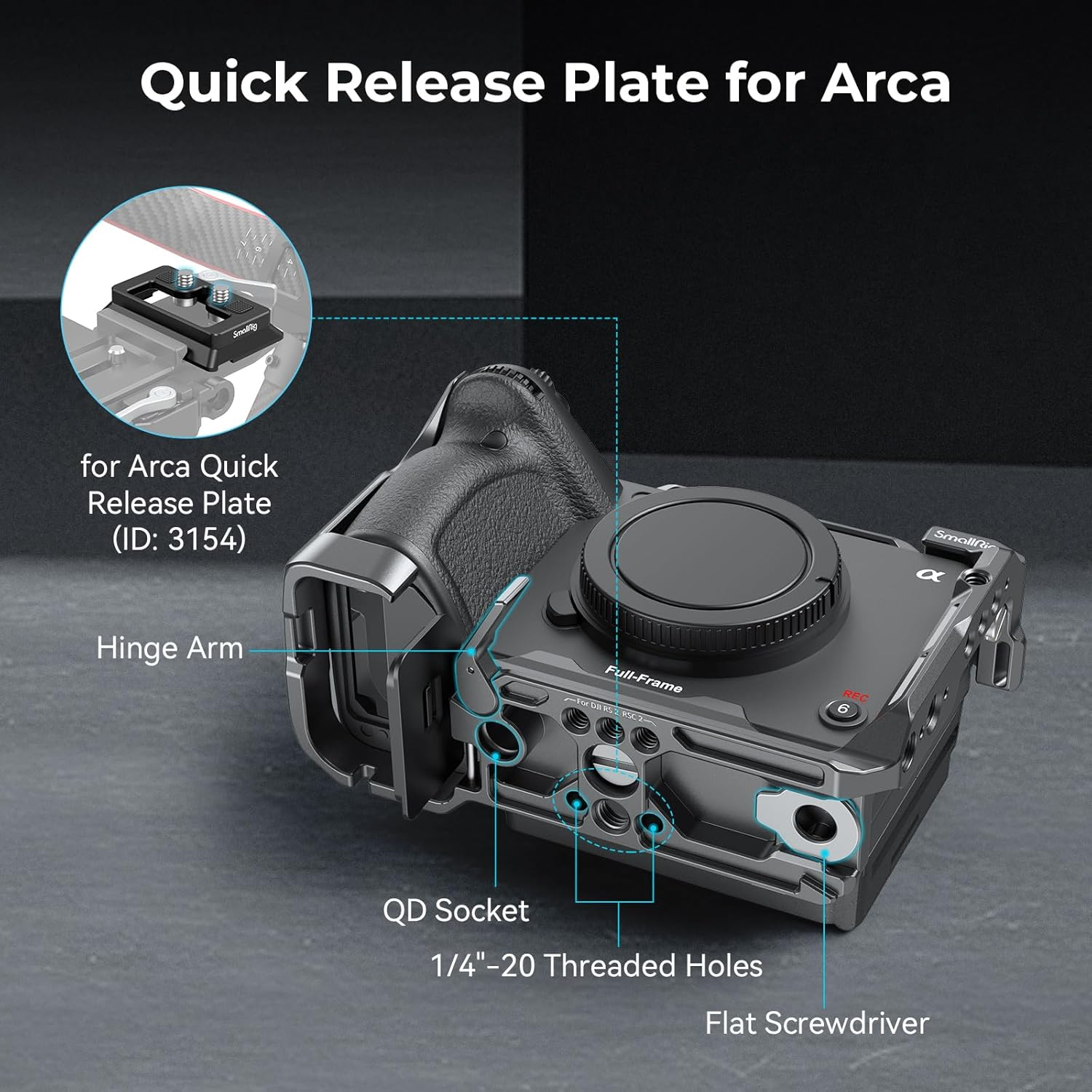 Smallrig Cage for Sony FX30 FX3 with Cable Clamp, Classic Bright Black Surface, Included Cold Shoe and NATO Rail, Modular Design Compatible with Original XLR Handle - 4183 image number 6