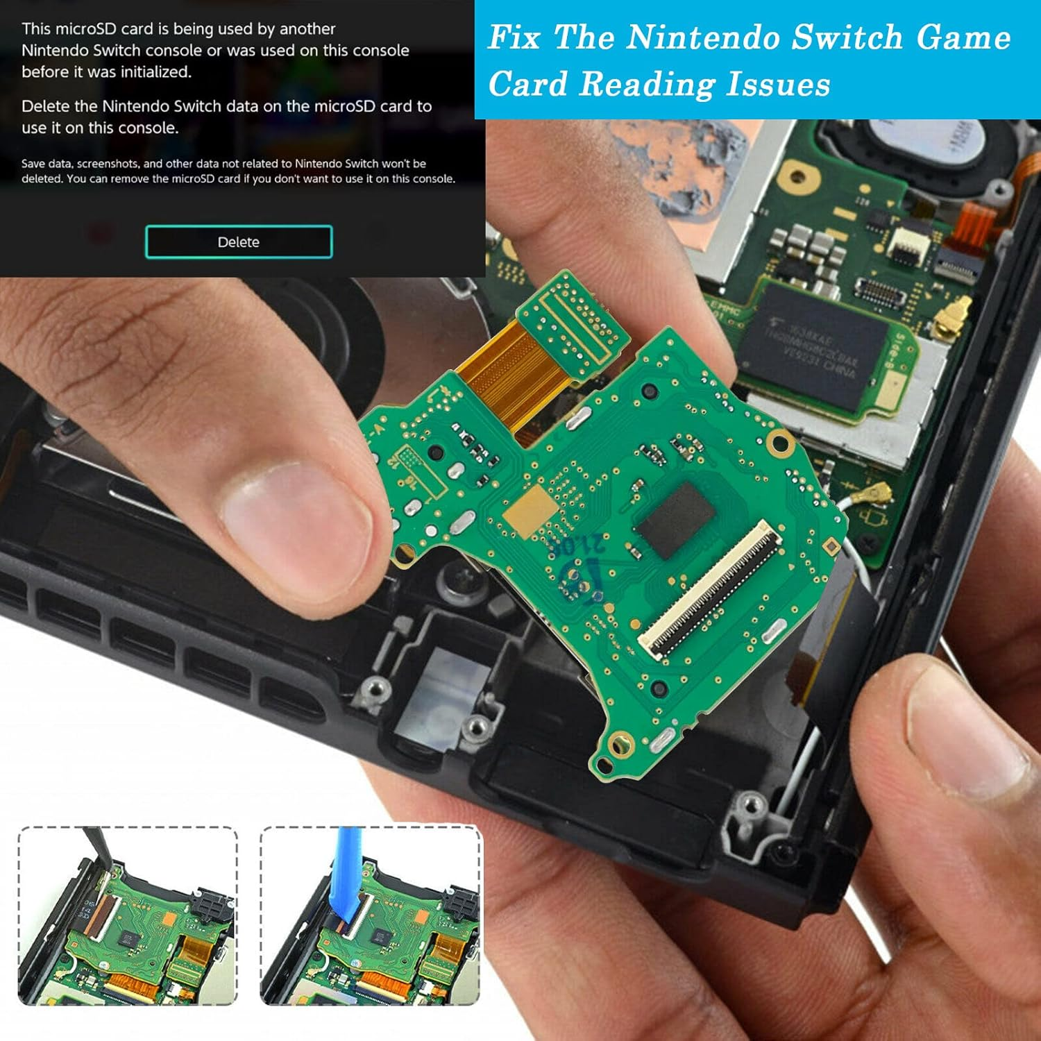 Compatible with Nintendo Switch, Replacement Game Card Cartridge Reader Slot with Headphones Jack Plug Port Repair Part for Switch with Tools