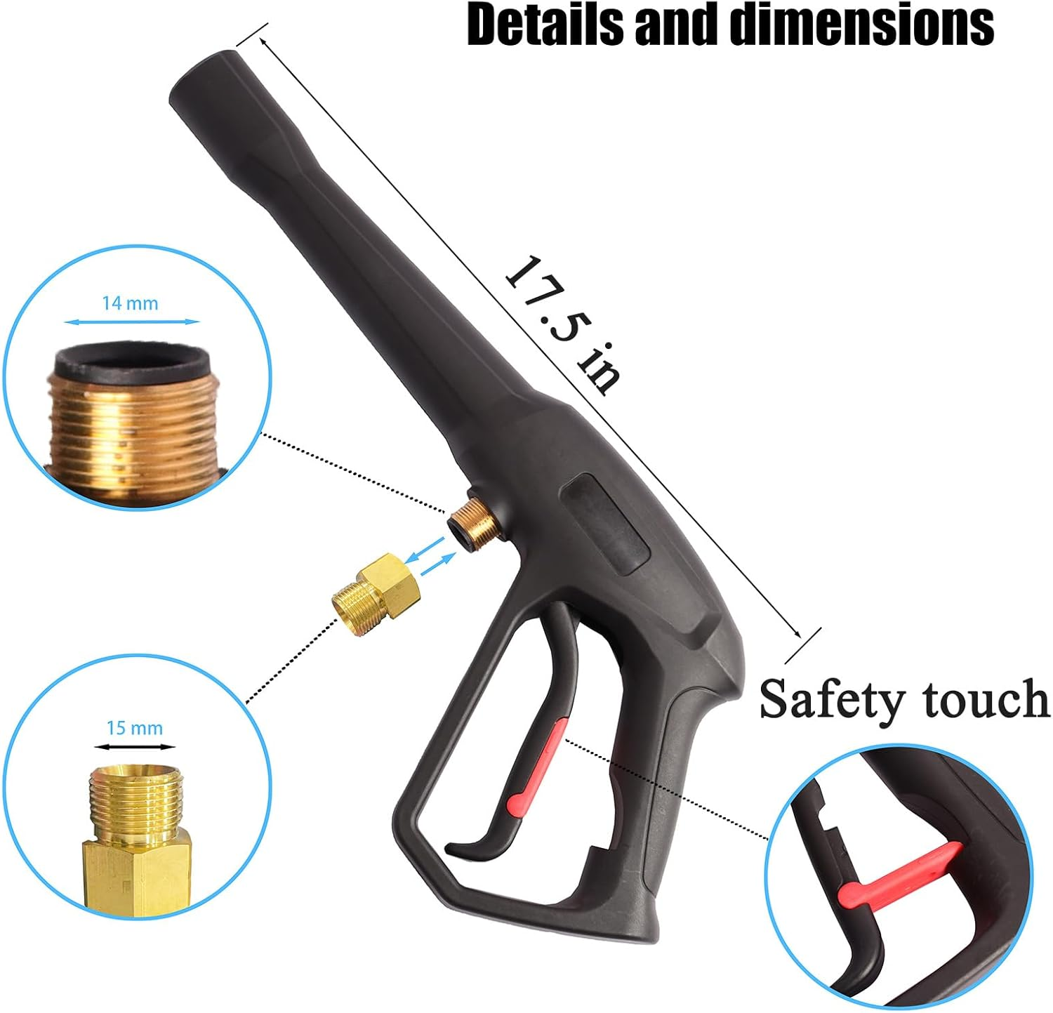 2000 PSI MAX High Pressure Washer Replacement Gun with Jet Wand and 5 Spray Nozzle Tips, Compatible with Karcher, Ryobi, Powerstroke Electric Power Washer image number 5