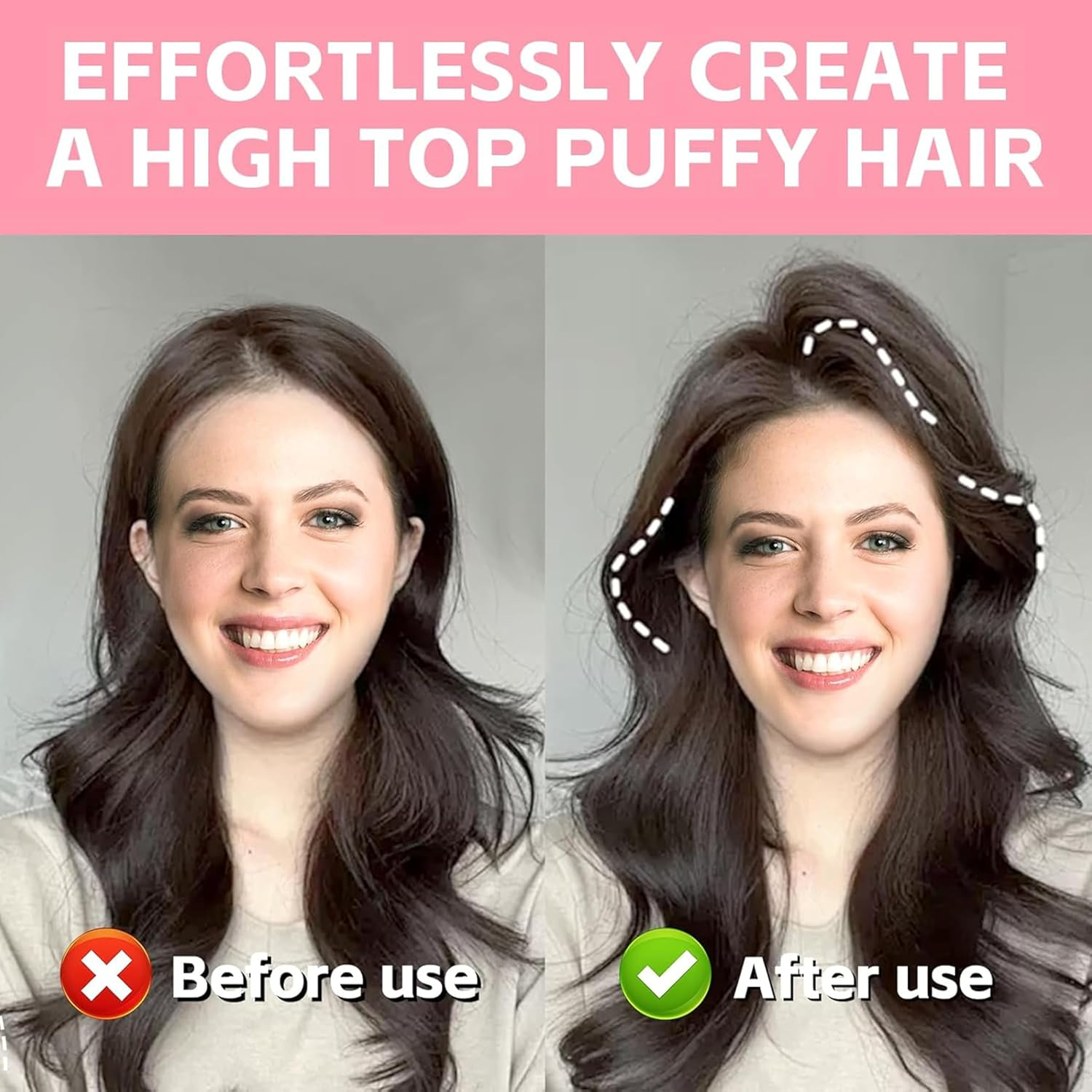 2 Pack Hair Comb for Fluffy Bangs Hair Styling Tools Volumizing Hair Root Lifting No-Trace Hair Root Lifting Clip on Bangs image number 2