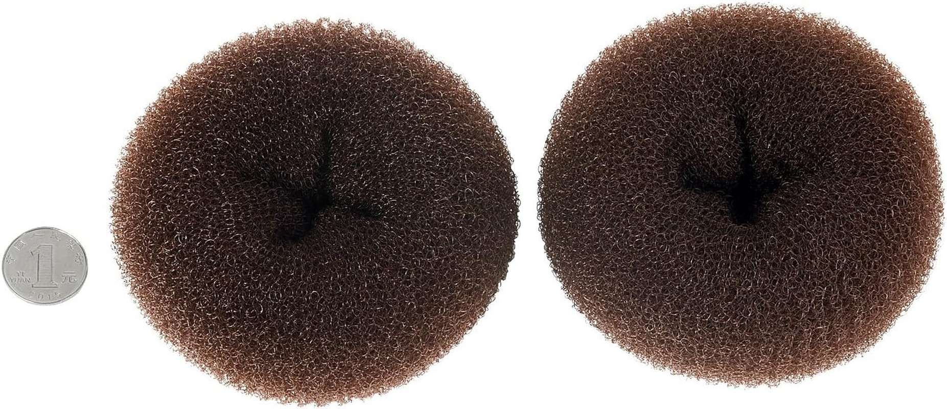 Clothobeauty 2 Pieces Extra Large Size Hair Bun Donut Maker, Ring Style Bun, Women Chignon Donut Buns Doughnut Shaper Hair Bun Maker (4.3 In. for Thick and Long Hair) (Brown) image number 1