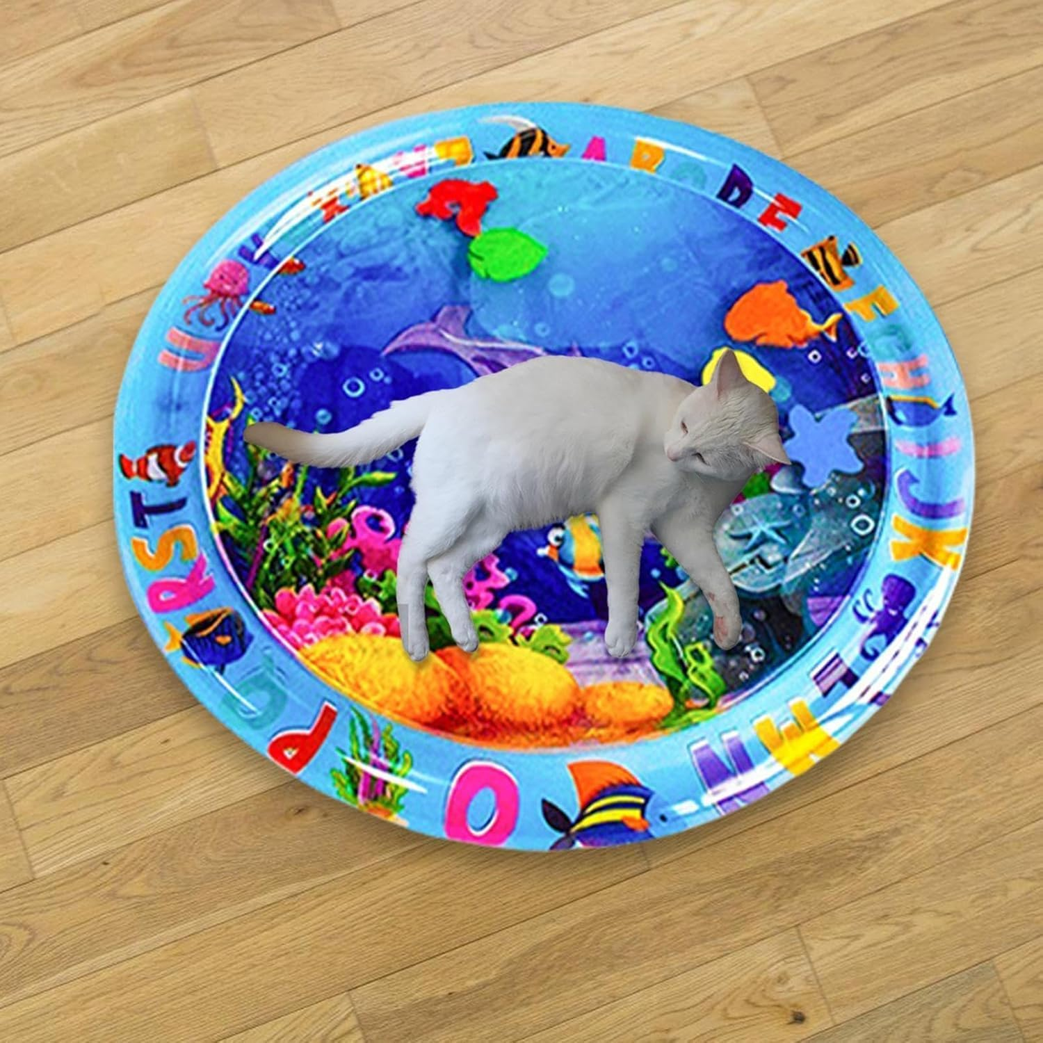 Sensory Water Play Mat for Cats - Cooling Comfort Inflatable Pet Toy with Dolphin Design - 65Cm image number 1