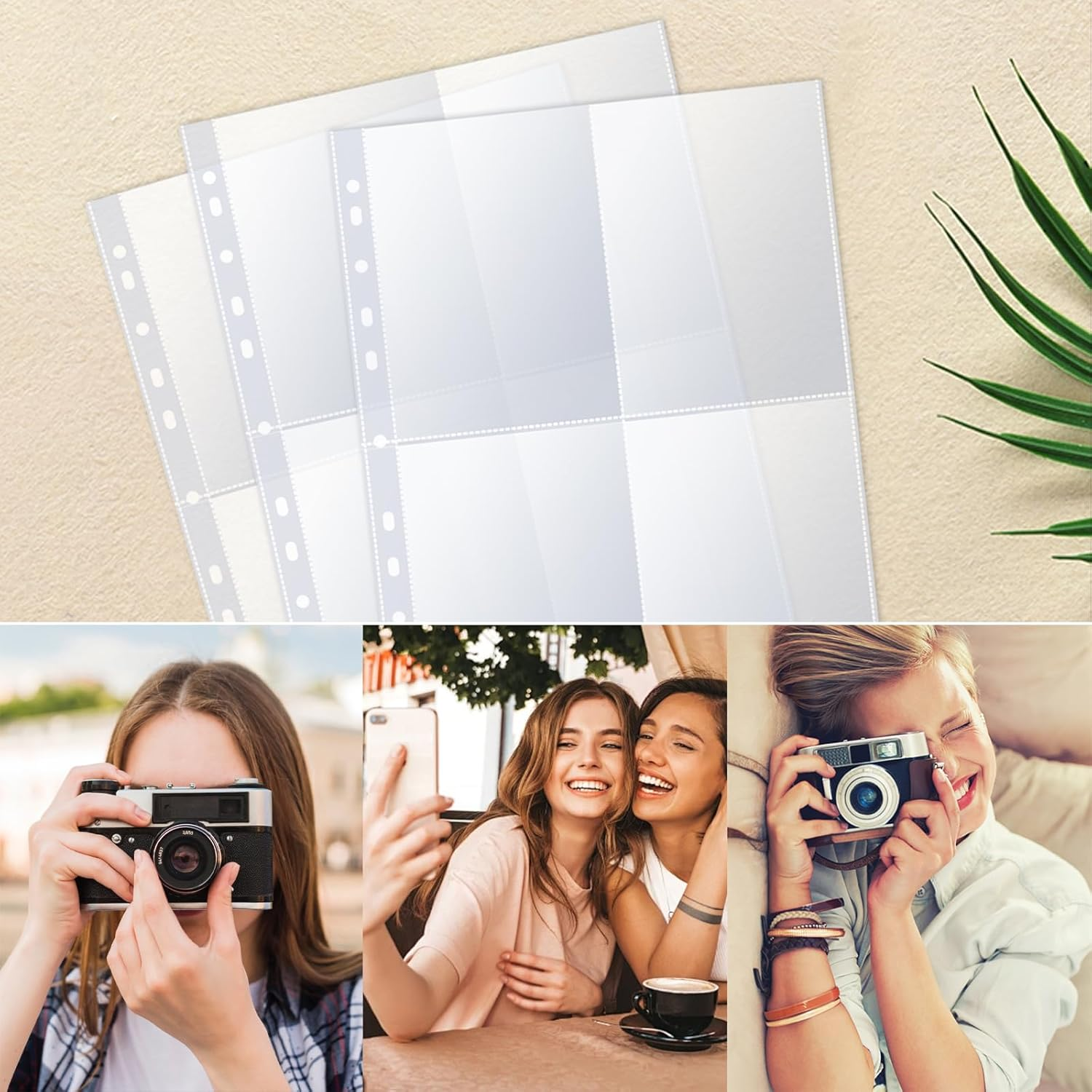 Cleminsta A4 Photo Sleeves, Pack of 30, 240 Pockets Photo Sleeves for A4 2/3/4 Ring Binder, Transparent Postcard Sleeves, Small Transparent Pockets, Double-Sided 4 Pockets Document Sleeves, Cards & image number 5