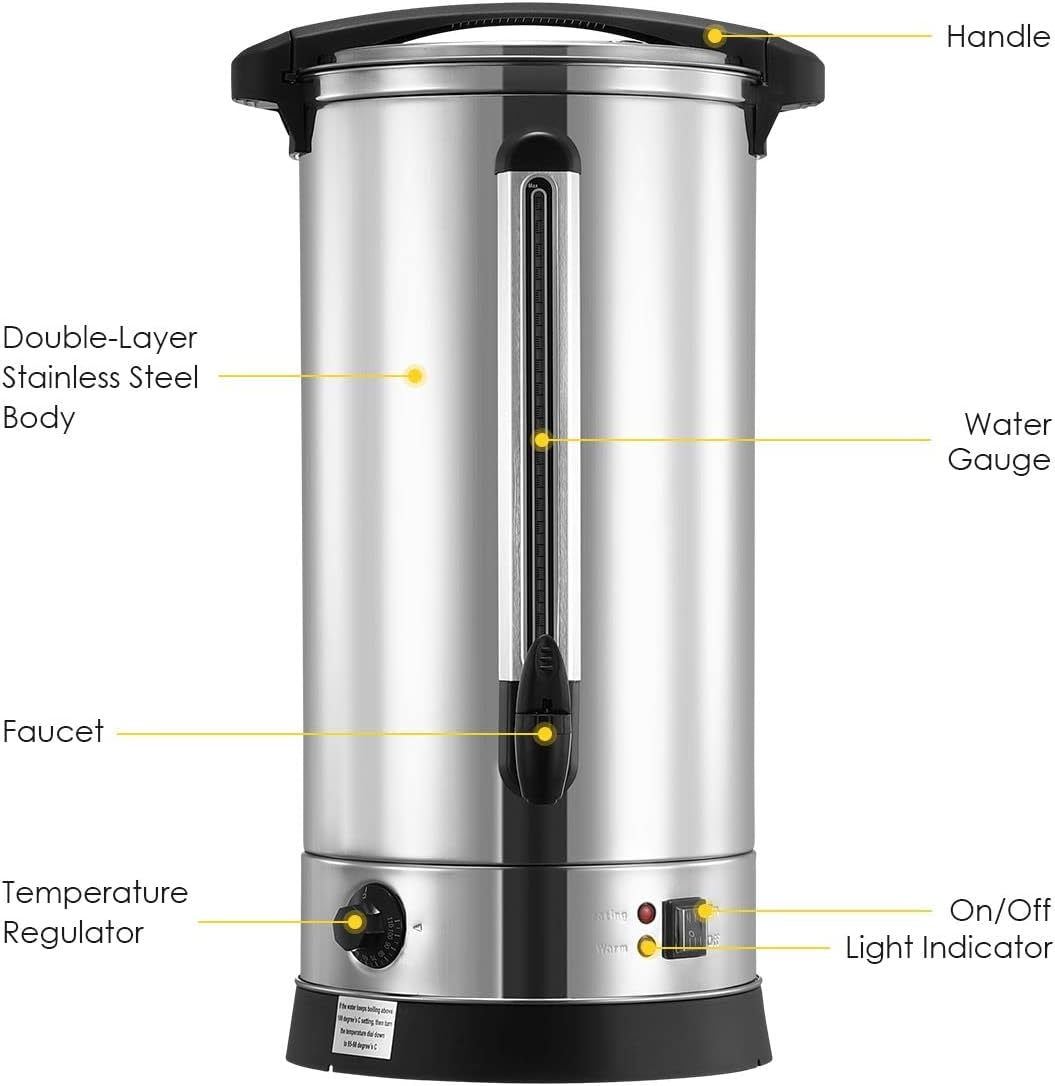 Maxkon 28L Hot Water Urn,2000W Stainless Steel Electric Hot Beverage Dispenser with Boil Dry Protection,Quick Brew Commercial Coffee Urns Percolator Electric for Gatherings - 20L image number 4