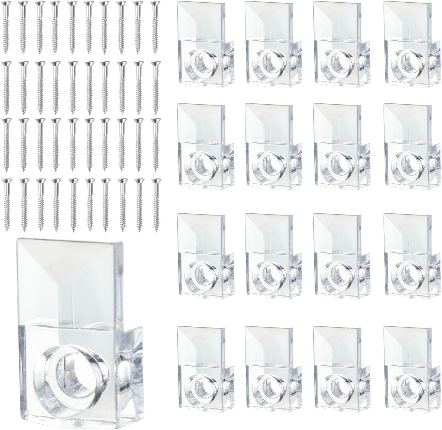 40 Set of Mirror Holder Clips Kit, Glass Retainer Clips Kit, Clear Plastic Mirror Mounting Clips Crystal Mirror Hanging Hardware Frameless Kit for Fixing Mirror Cabinet Door (Clear) image number 6