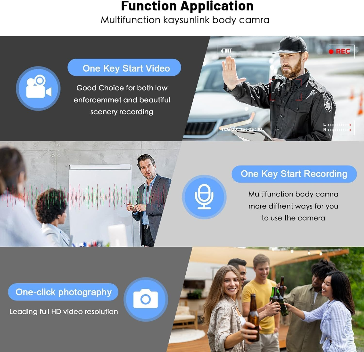 Mini Body Camera 128GB with Audio and Video, 1080P Wifi Portable Wearable Cam for Personal, Guard, Patrol Video Recording Camcorder image number 2