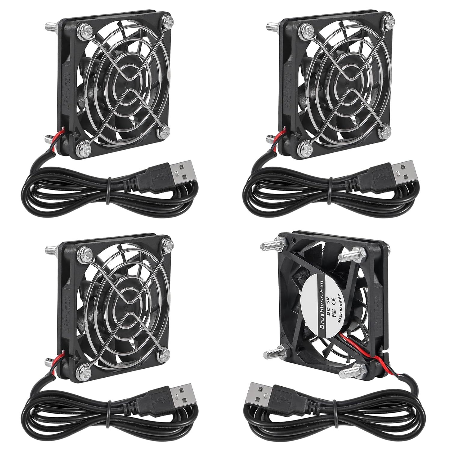 2Pcs USB Fan DC 5V 8025 80MM Cooling Fan 80X80X25Mm USB Cooling Fan Comptuter Case CPU Cooling Fan Laptop with Metal Grill image number 1