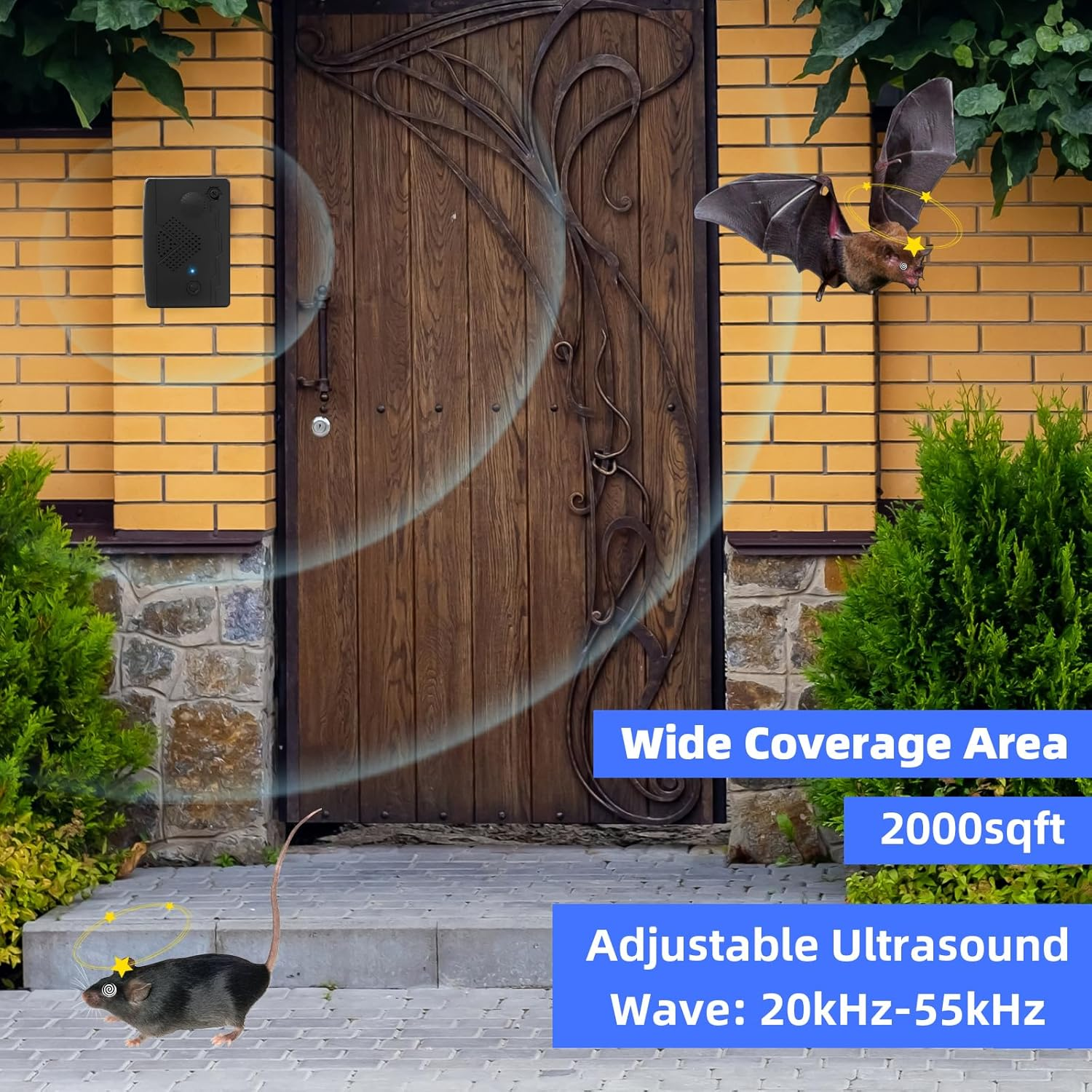 2Pack Ultrasonic Bat Repellent Outdoor for Attic,Bat Deterrent Devices Getting Rid of Bats,Bat Repellent Ultrasonic Indoor to Keep Bats Away from Porch,Upgraded Rechargeable Bat Repellent Outdoor image number 3