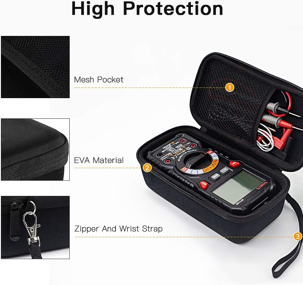 KAIWEETS HT118A Multimeter Case Hard Travel Case Replacement with Mesh Pocket for Digital Multimeter TRMS 6000 Counts Volt Meter Auto Ranging (Case Only, No Multimeter) image number 2