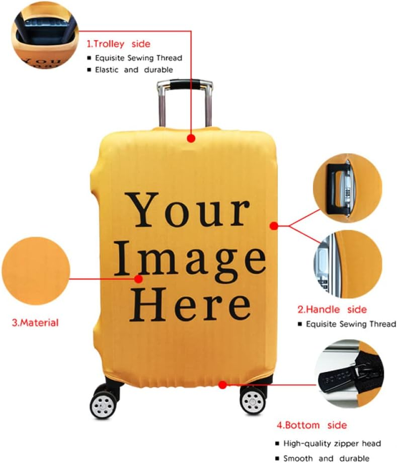 Customize Your Image / Name / Logo Luggage Cover Travel Accessories Funny Realistic Scary Real Spiders Ugly Animals Custom Pets - Trunk Case Apply to 18-32 Inch Suitcase Elastic Protective Covers image number 1