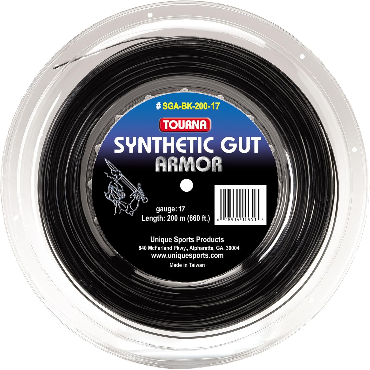 Tourna Synthetic Gut Armor 16G String Reel, Black