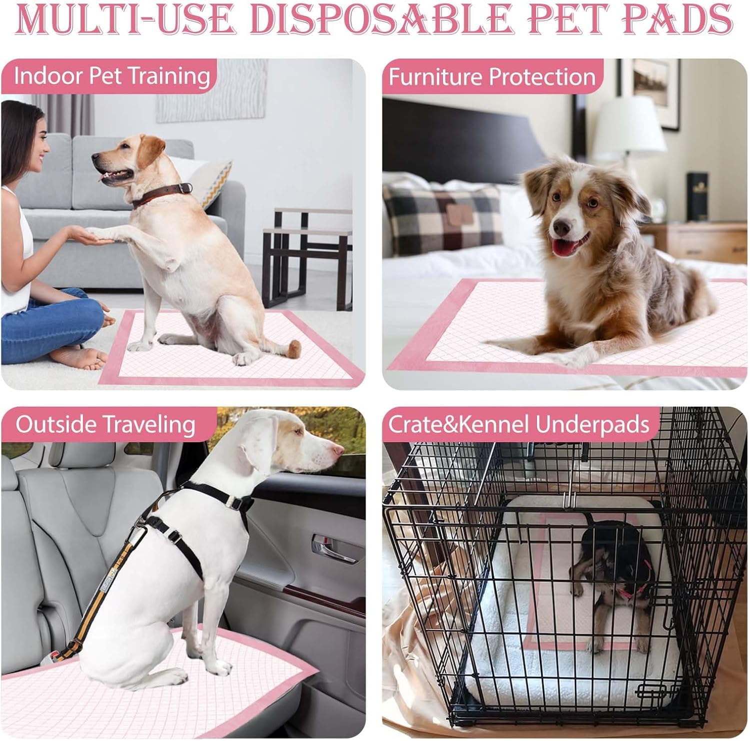 100Pcs Pet Training Pads 60*60Cm Leak-Proof and Super Absorbent Dog Pee Pads, Disposable Fast Drying Pee Mats for Pets Dogs, Cats, Rabbits image number 2