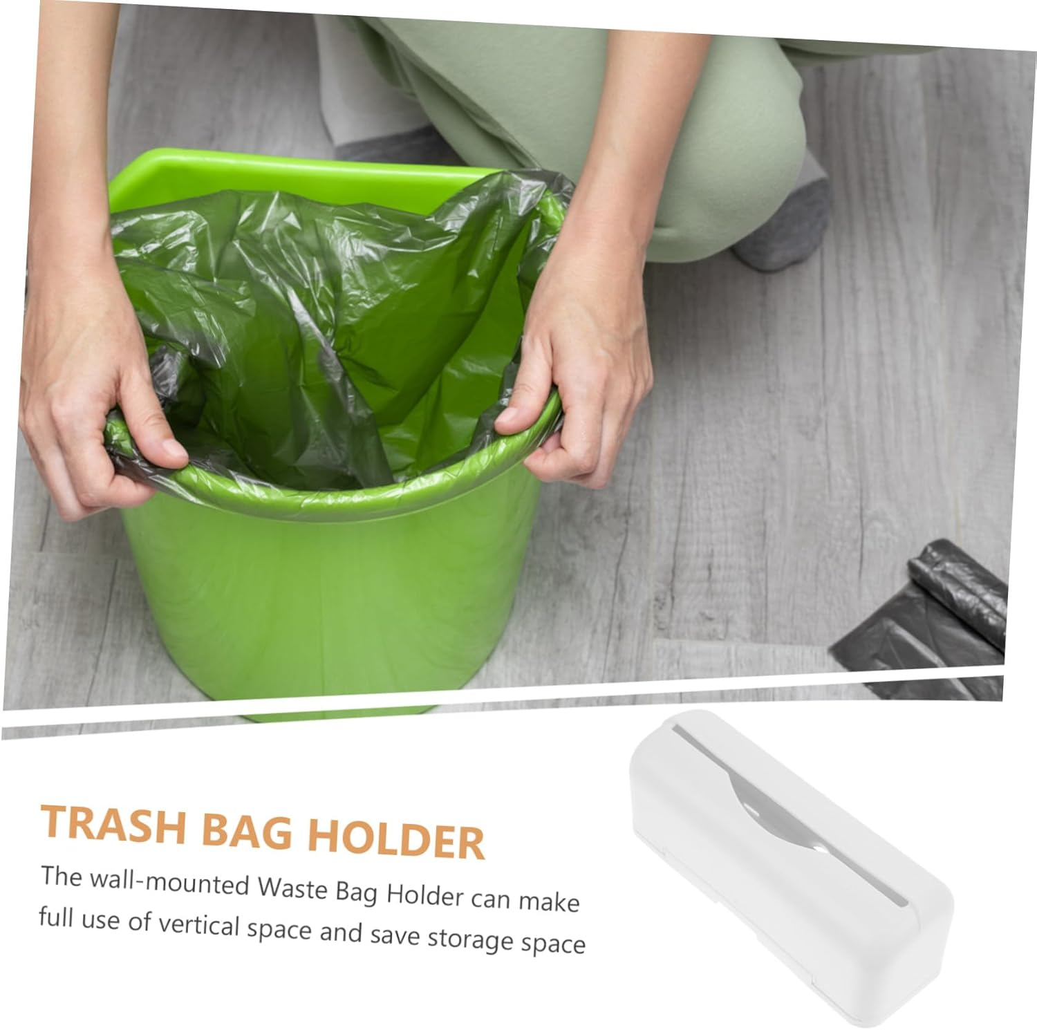 JEWEDECO Large Capacity Kitchen Plastic Bag Dispenser Wall Mount Trash Grocery Bag Holder with Storage Box for Home Recycling and Kitchen Storage White image number 3