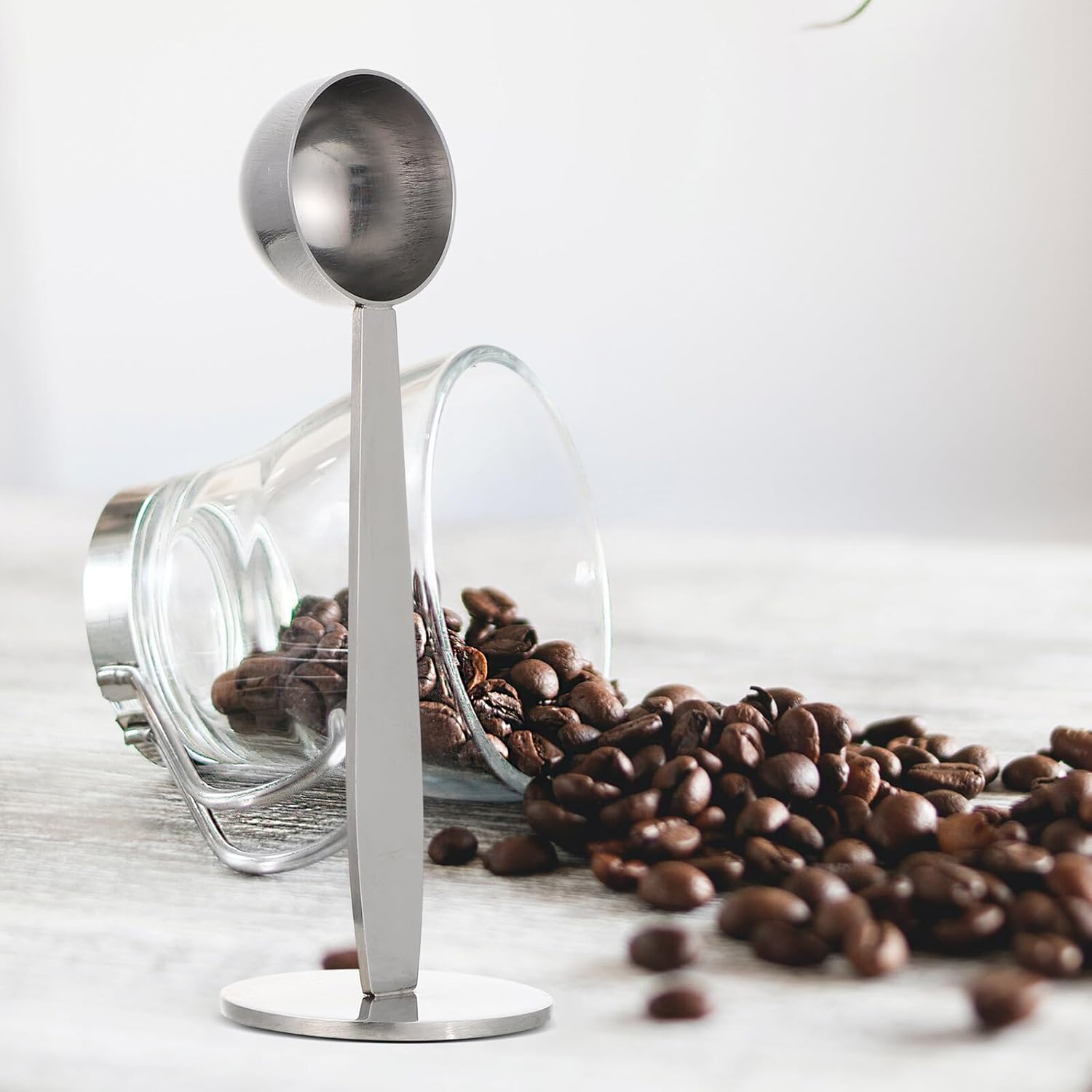 JECOMPRIS One Coffee Spoon Tamper Stainless Steel Dual-Head Espresso Press Fresh Ground Coffee Compact Tool Home Cafe