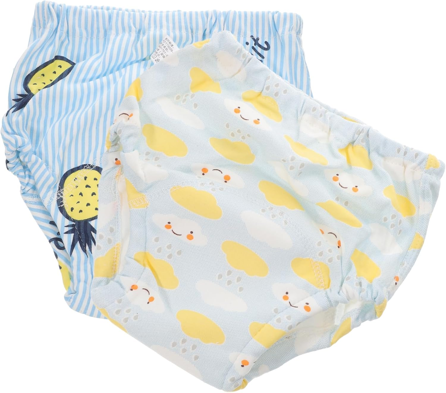 2Pcs Infant Training Pants Reusable Potty Training Pants Breathable 6-Layer Gauze Cotton Baby Diapers Blue Pineapple Cloud Patterns L Size Suitable for 7-11Kg Babies image number 3